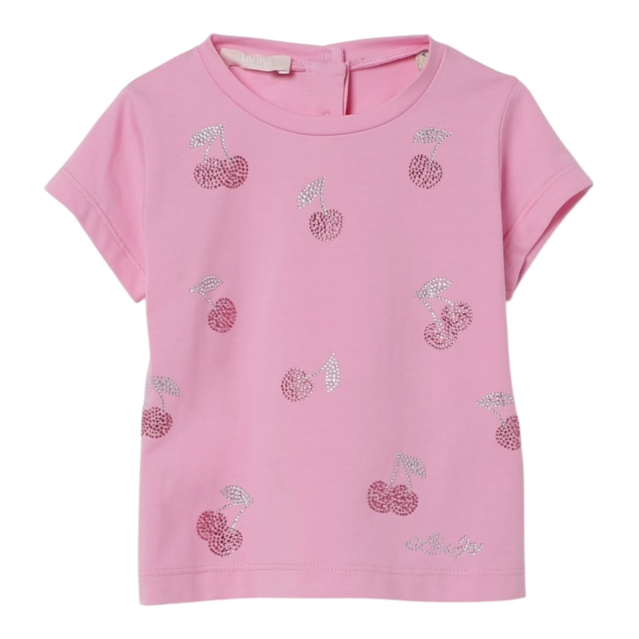 Liu Jo T-Shirt Girocollo Tinta Unita con Brillantini per Neonata HA5036 ROSA LIU JO 