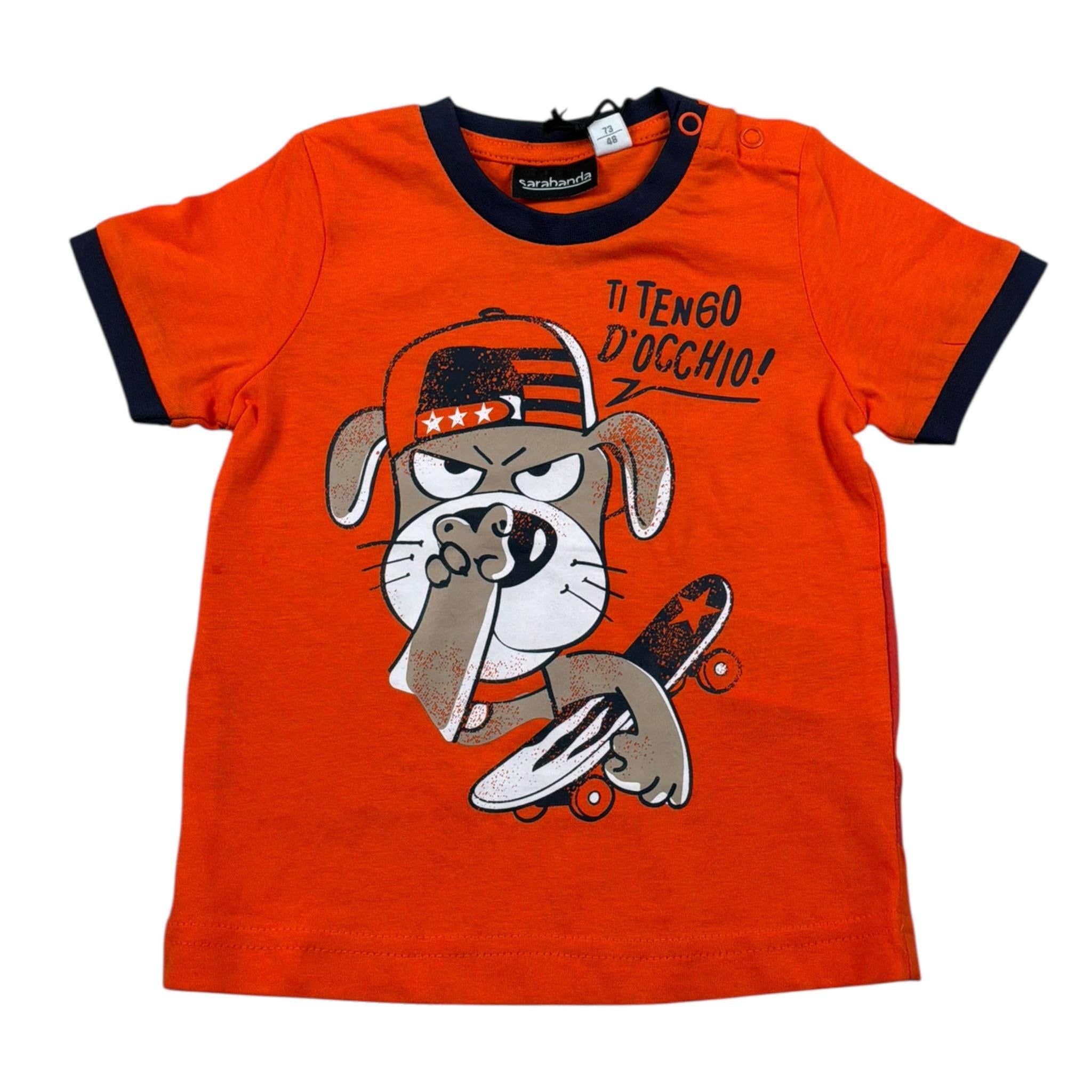 Sarabanda T-Shirt Girocollo Tinta Unita con Stampe per Neonato 12766 ARANCIONE SARABANDA 
