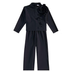 IL GUFO completo 2 pezzi camicia-pantalone tinta unita Blu per Bambina A24DP506N0057 BLU IL GUFO 