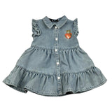 Moschino Abito In Denim Giromanica con Bottoni per Neonata MDV0D9 AZZURRO MOSCHINO 