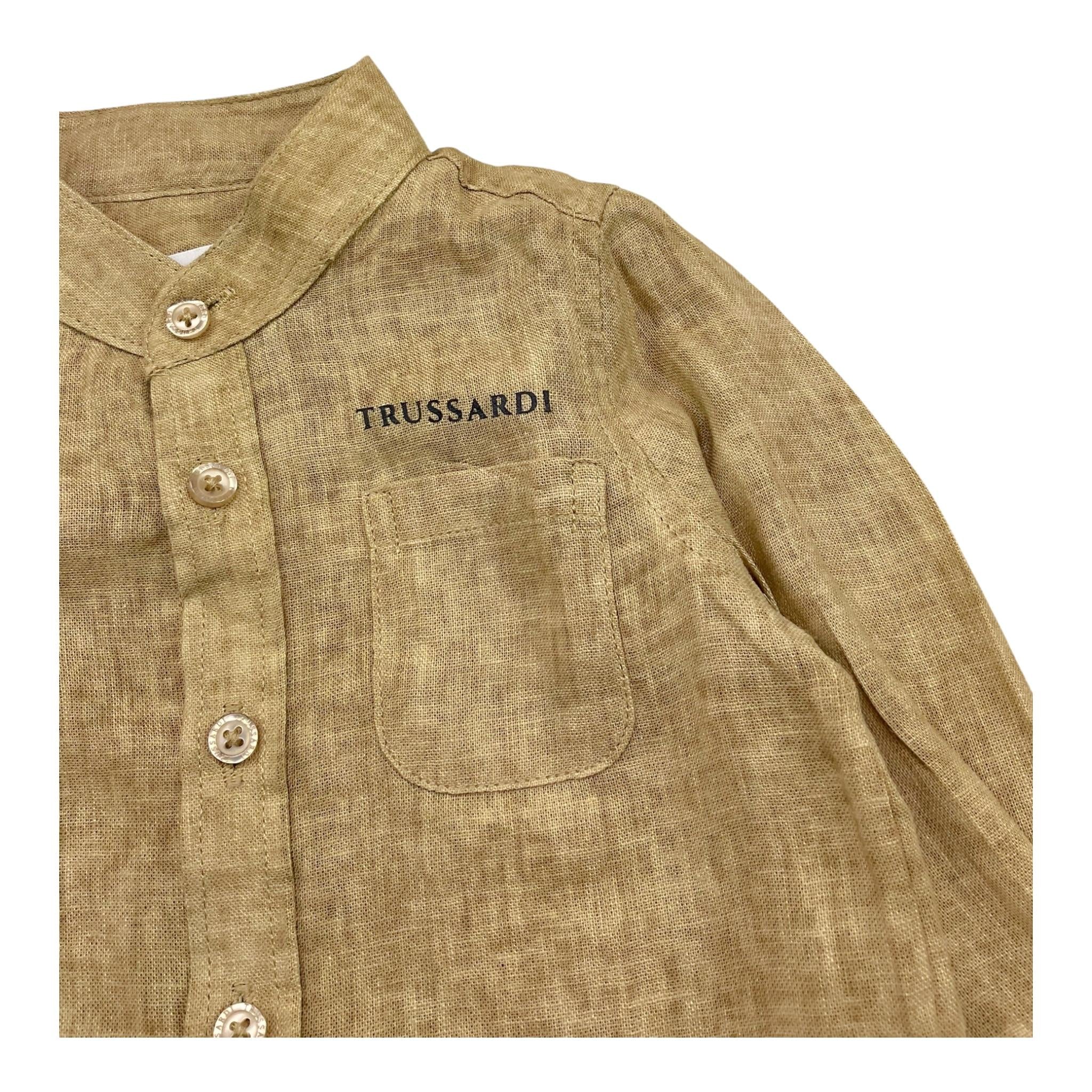 Trussardi Camicia Manica Lunga Tinta Unita con Colletto Coreano per Neonato TIP25042CA SABBIA TRUSSARDI 
