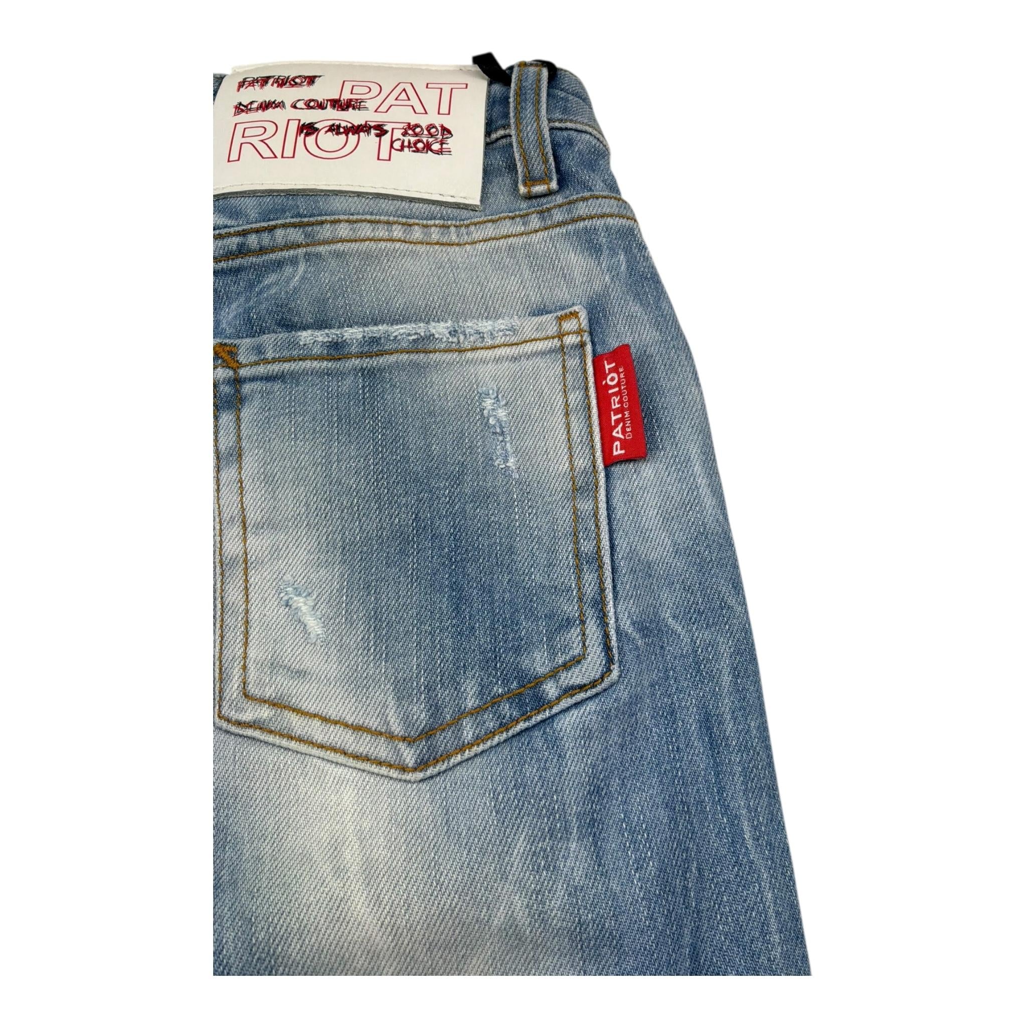 Patriot Jeans Tinta Unita con Strappi per Bambino PJ5S2SPBK37 AZZURRO PATRIOT 