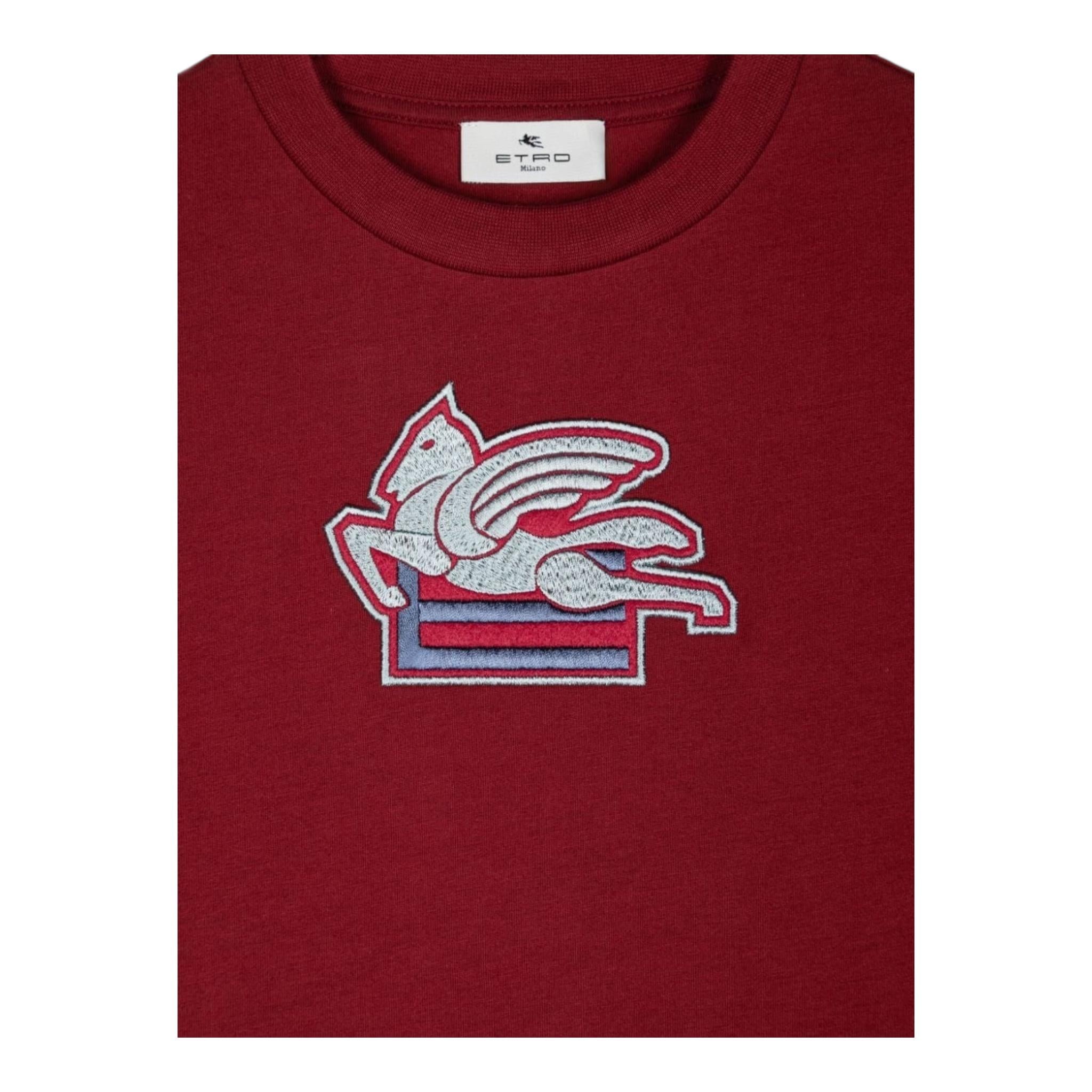 ETRO t-shirt girocollo tinta unita con logo Bordeaux per Bambino GV8P51 BORDEAUX ETRO 