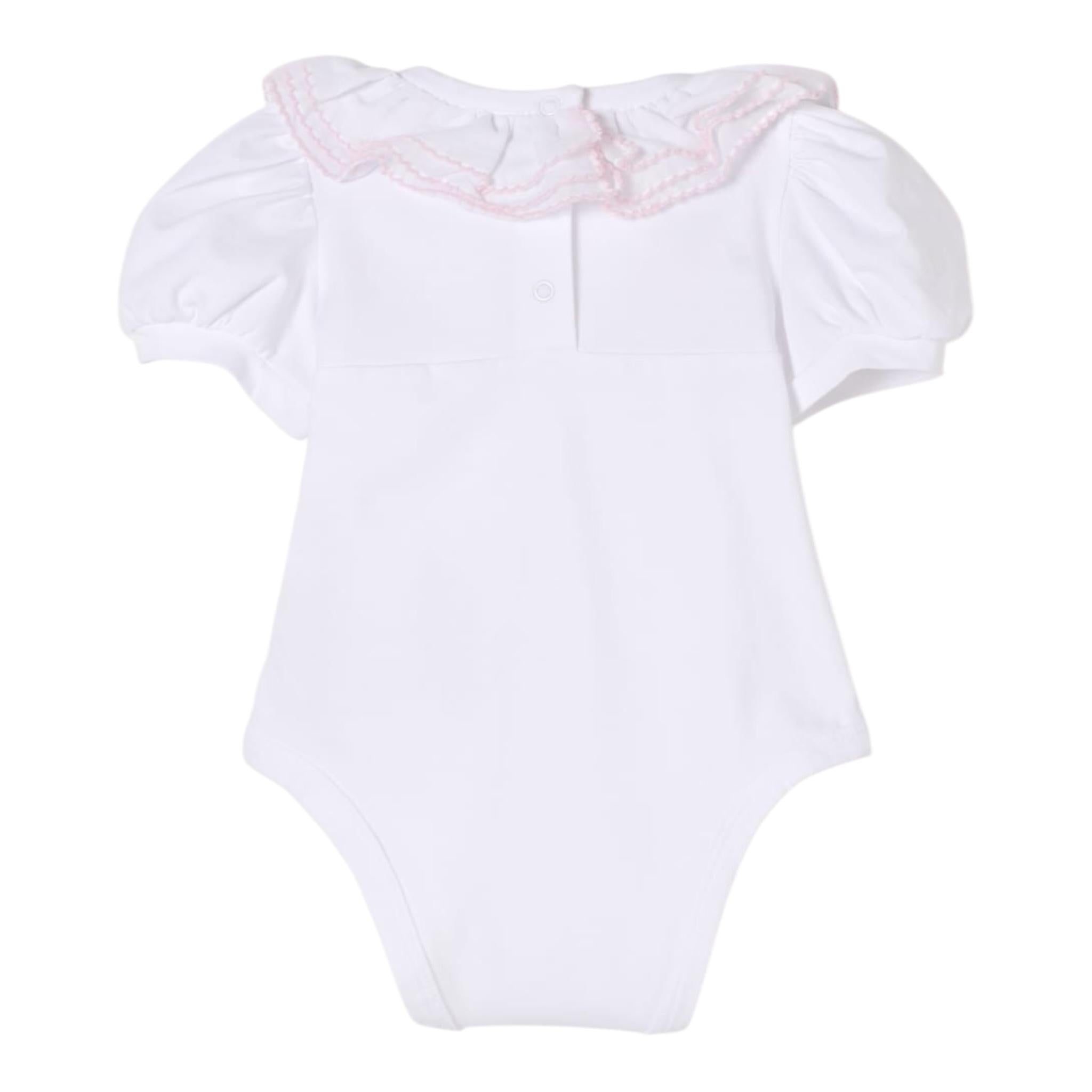 Monnalisa Body Tinta Unita Mezza Manica con Rouches per Neonata 37E300X BIANCO MONNALISA 
