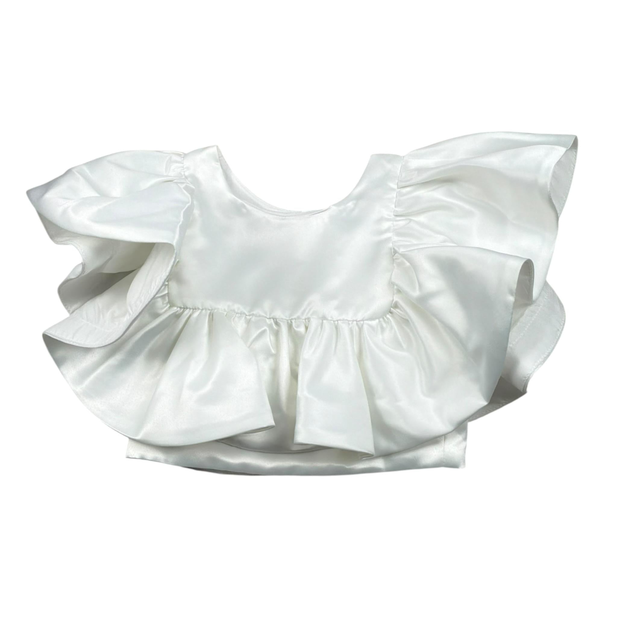 Magil Top Tinta Unita con Balze per Bambina FN21043 BIANCO MAGIL 