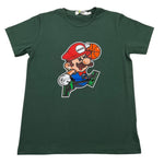 MOUSSE t-shirt girocollo tinta unita con stampa mario Verde per Bambino HKTS368GJ VERDE MOUSSE 