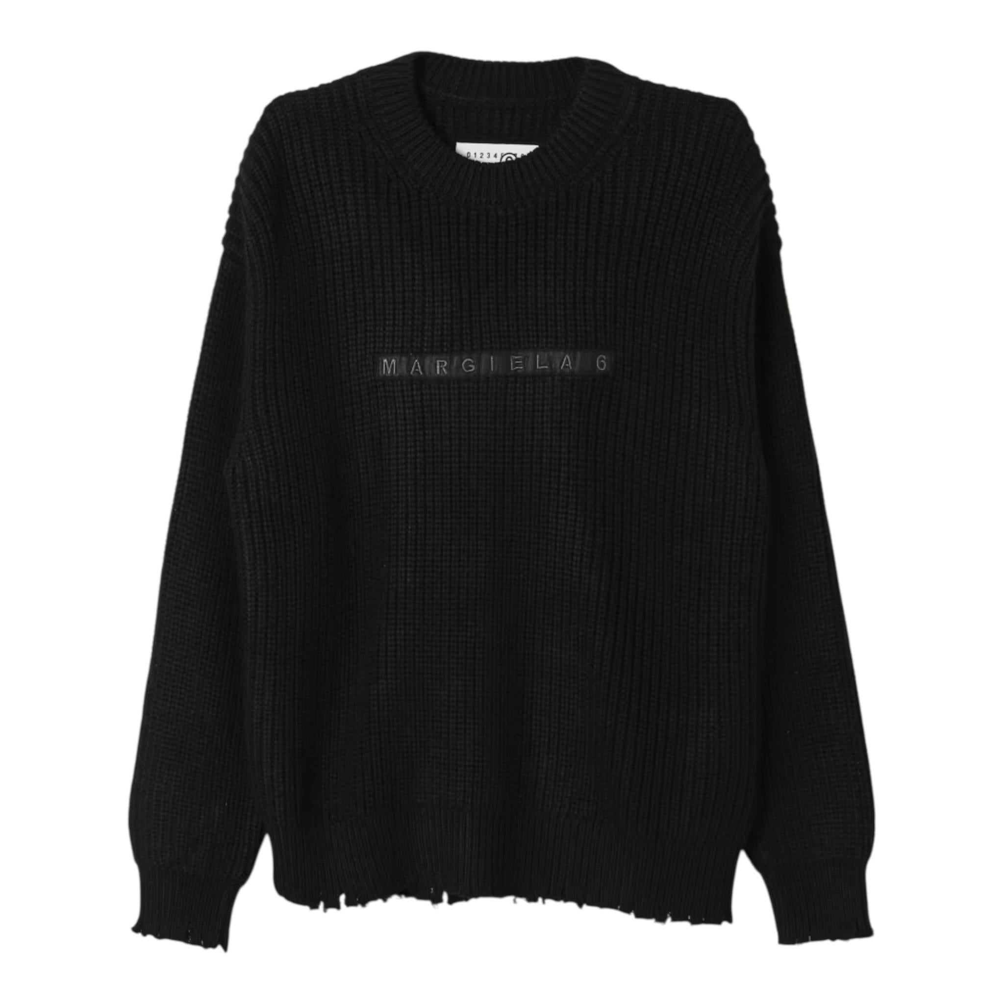 MAISON MARGIELA maglia tinta unita mezzo collo con stampa Nero per Bambina M60704 NERO MAISON MARGIELA 