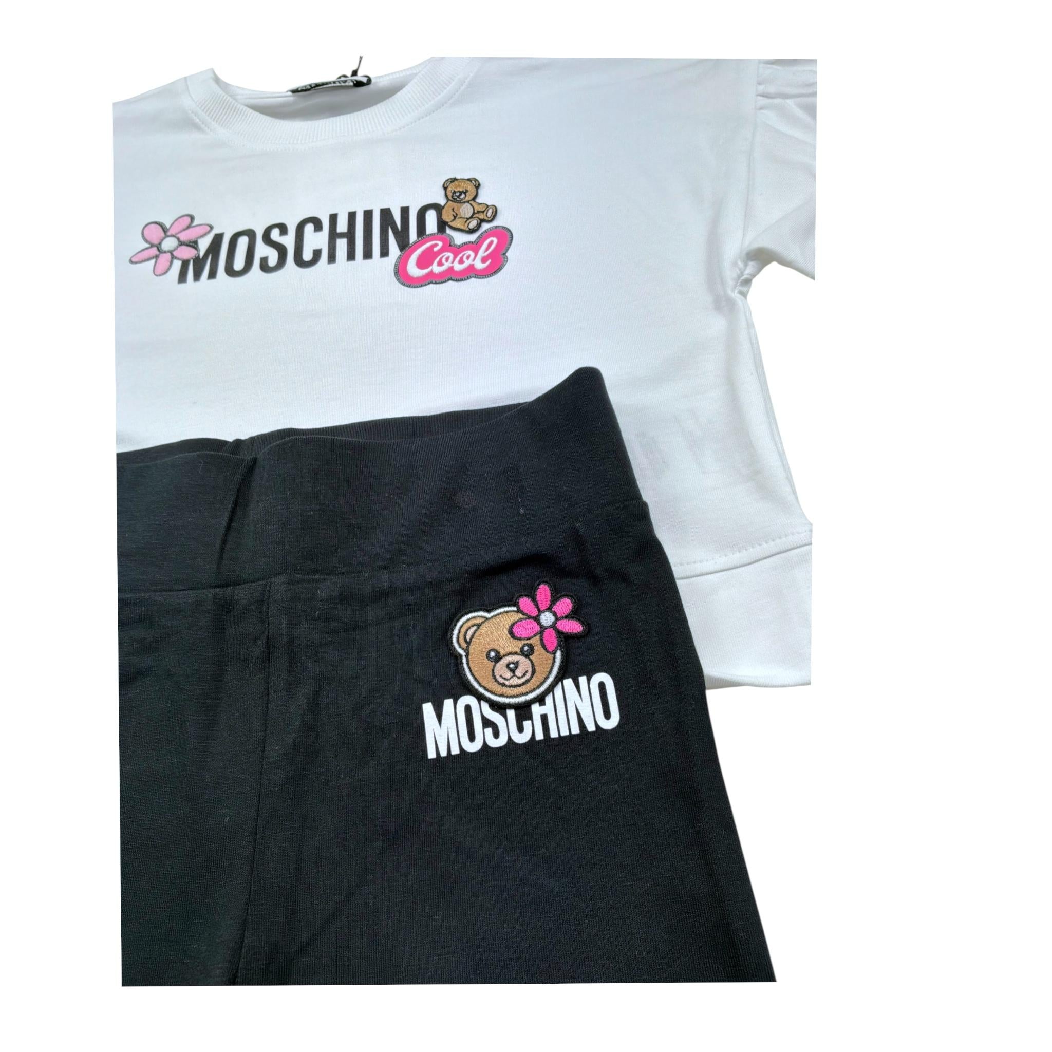 Moschino Completo 2 Pezzi T-Shirt-Leggins Bicolore per Bambina HDG01O BIANCO/NERO MOSCHINO 