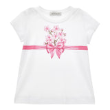 Monnalisa T-Shirt Girocollo Tinta Unita con Stampa per Neonata 11E609N BIANCO MONNALISA 