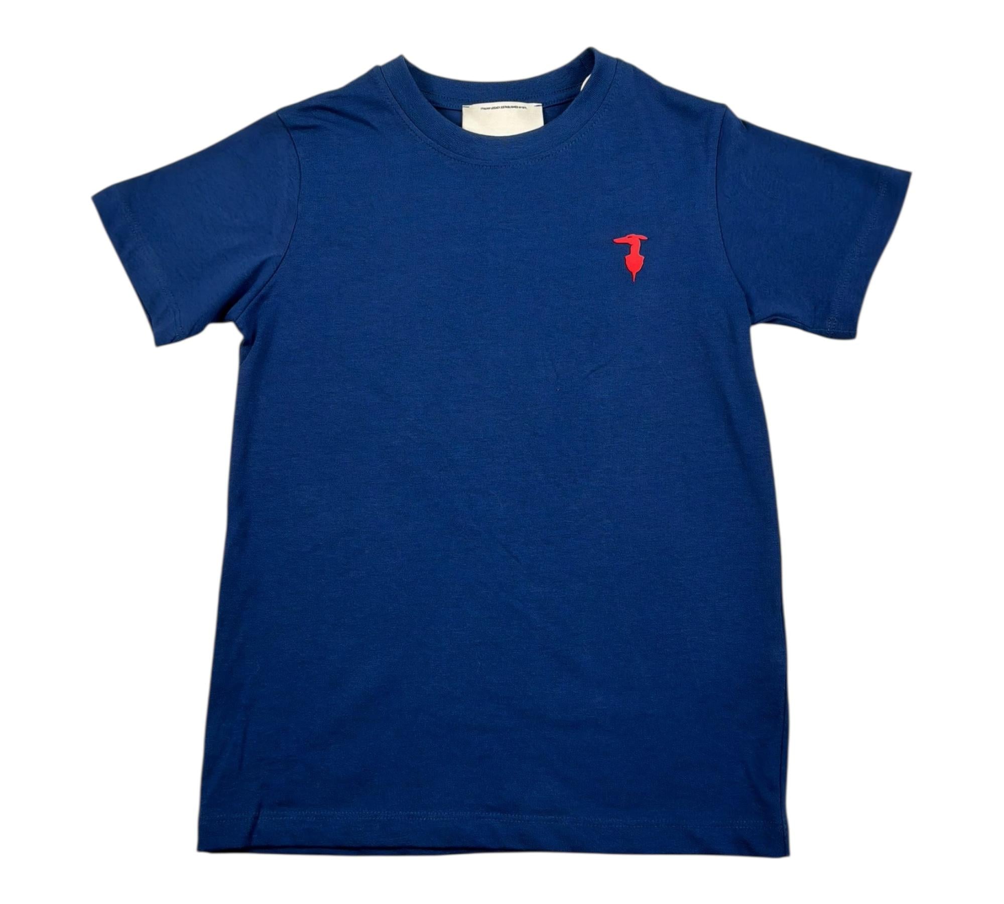 Trussardi T-Shirt Girocollo Tinta Unita con Logo per Bambino TBP26002TS BLU TRUSSARDI 