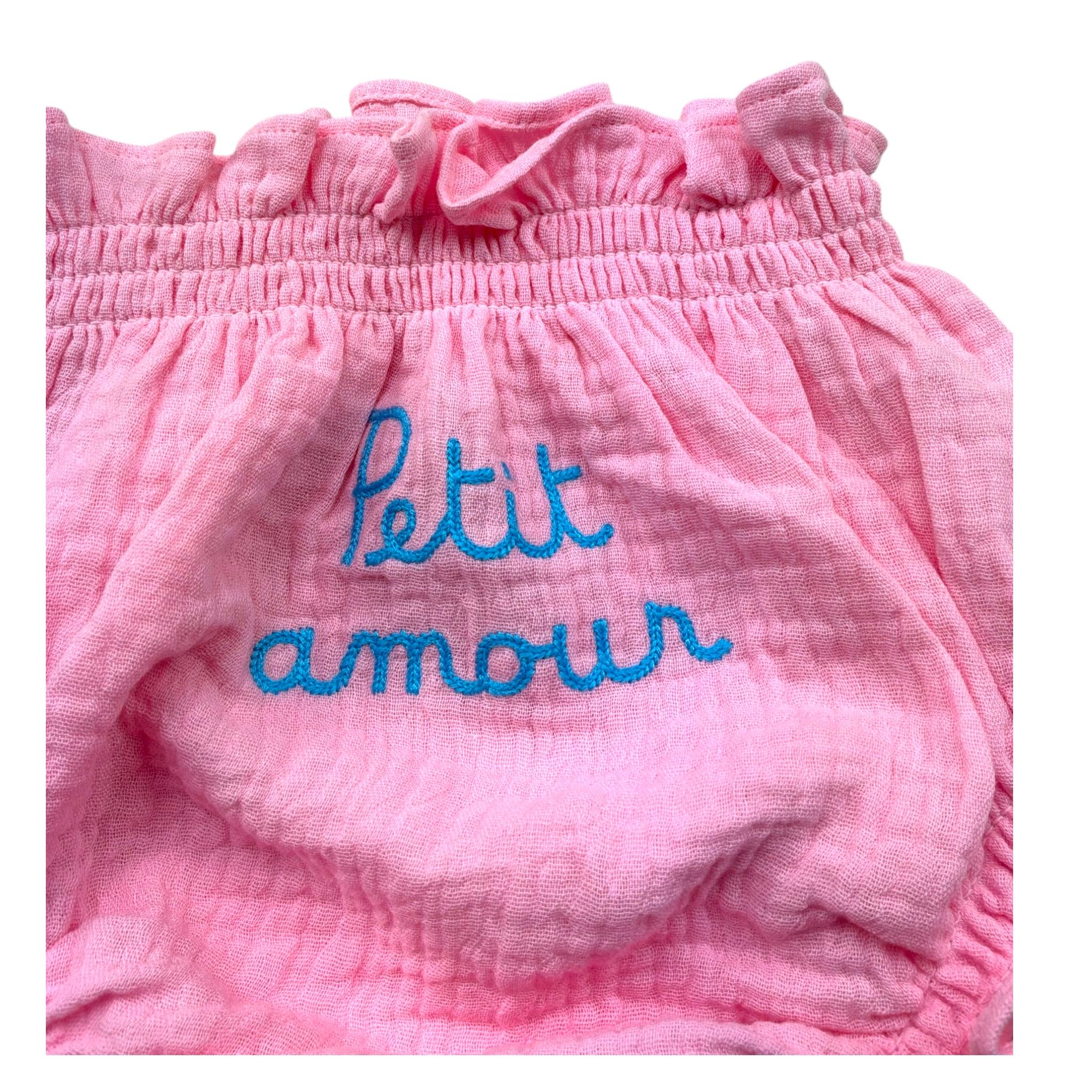 Saint Barth Coulotte Tinta Unita con Stampa per Neonata 00296L ROSA SAINT BARTH 