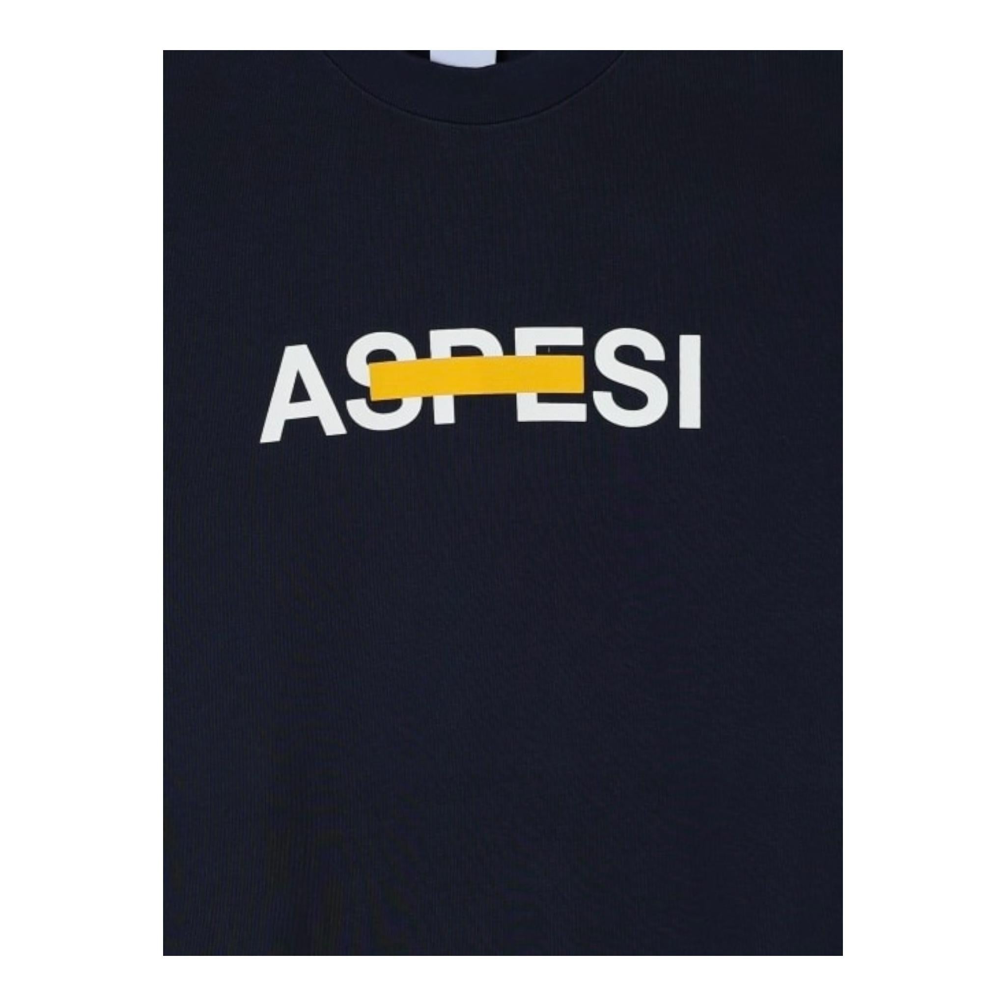 Aspesi Felpa Girocollo Tinta Unita con Stampa per Bambino S25054MFM7067 BLU ASPESI 