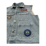 Moschino Giubbino Smanicato In Denim Tinta Unita per Bambina HUN001 BLU MOSCHINO 