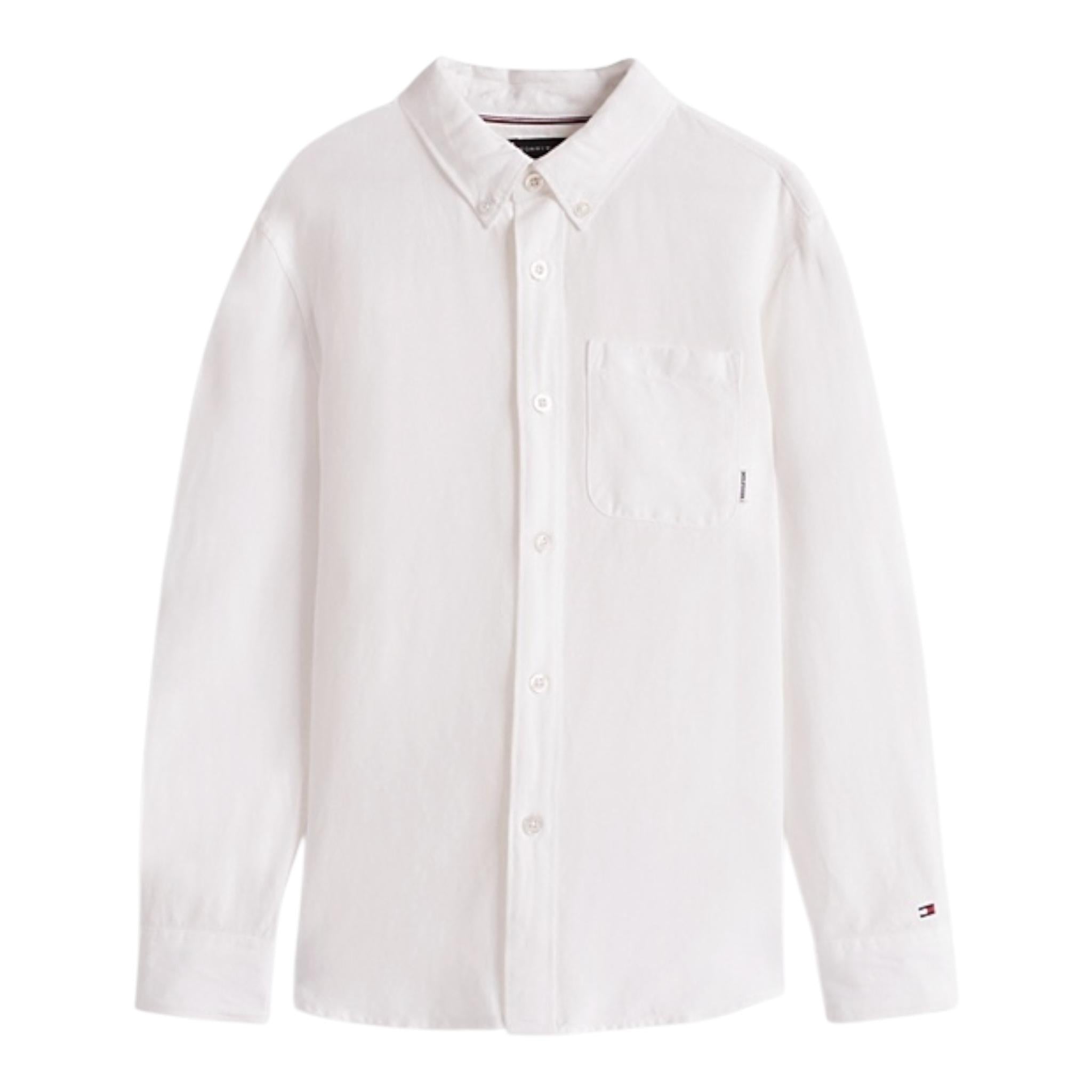 Tommy Hilfiger Camicia Manica Lunga Tinta Unita per Bambino KB0KB09550X BIANCO TOMMY HILFIGER 