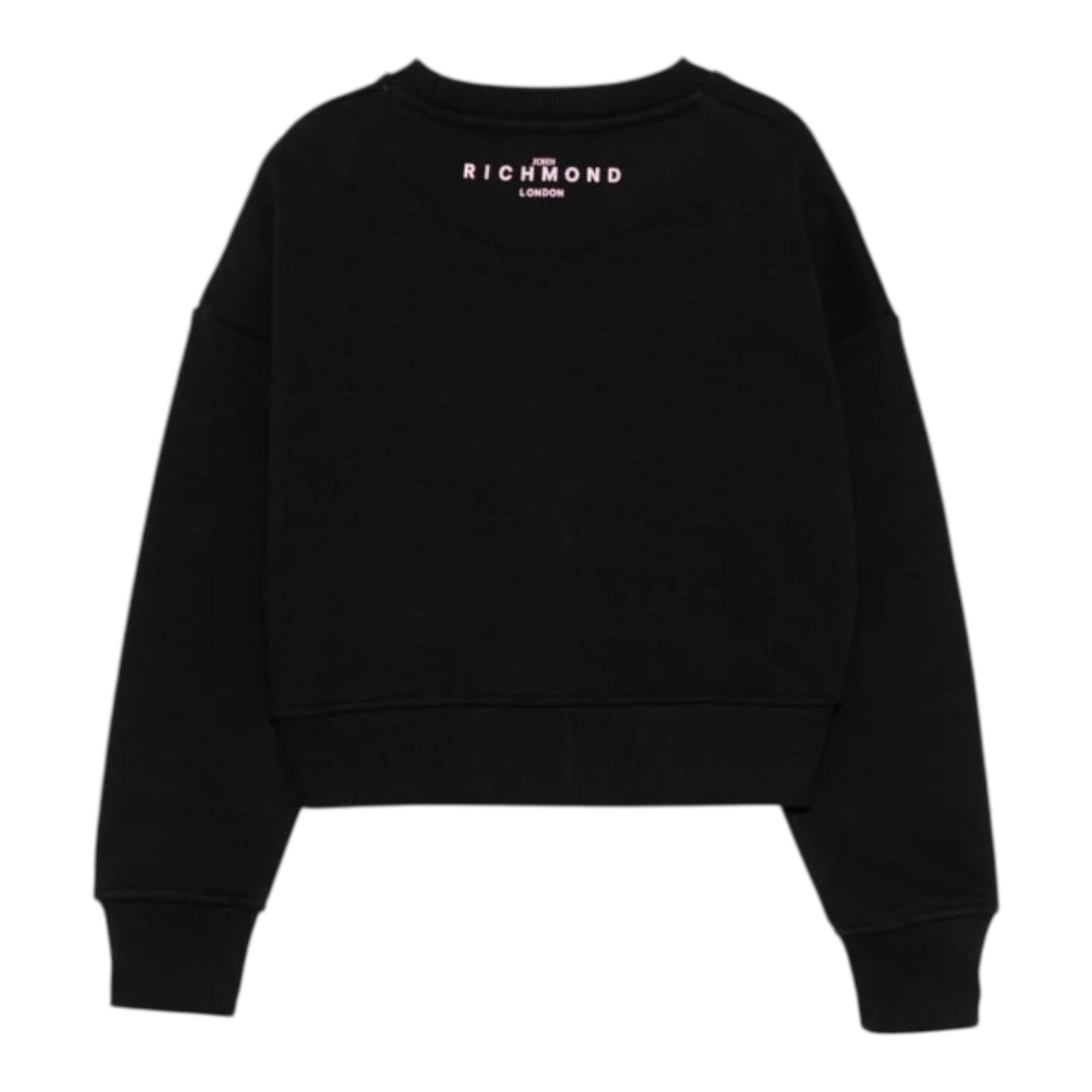 John Richmond Felpa Chiusa Girocollo Tinta Unita con Logo per Bambina RGP25003FE NERO JOHN RICHMOND 