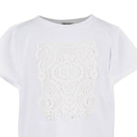 Twinset T-Shirt Girocollo Tinta Unita con Ricami per Bambina 251GJ2480X BIANCO TWINSET 
