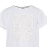 Twinset T-Shirt Girocollo Tinta Unita con Ricami per Bambina 251GJ2480X BIANCO TWINSET 