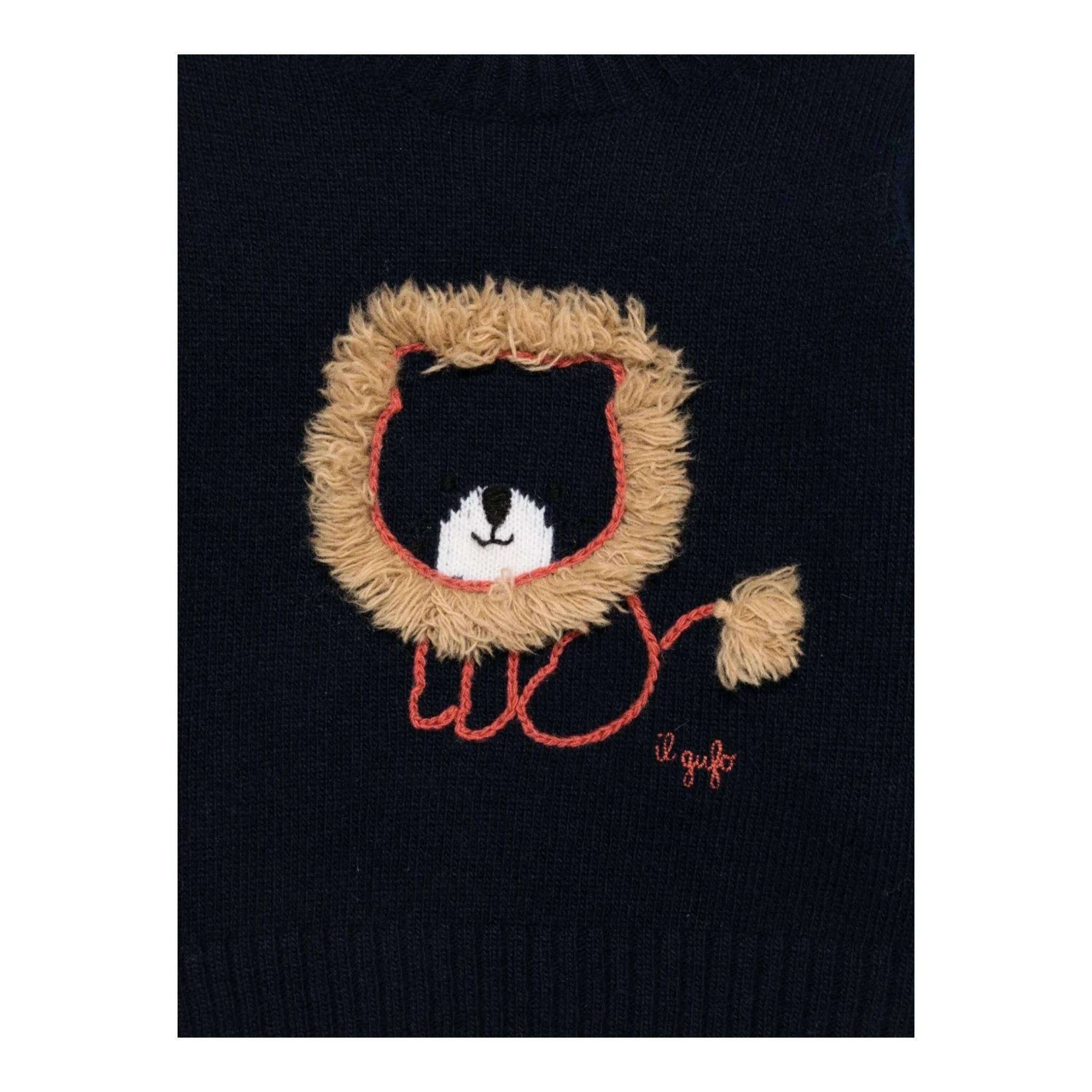 IL GUFO maglia girocollo tinta unita con ricami Blu per Neonato A24MA466EM220 BLU IL GUFO 