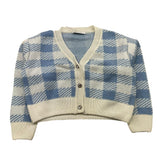 M+E' cardigan bicolore fantasia quadri Azzurro per Bambina UE0544 AZZURRO M+E' 