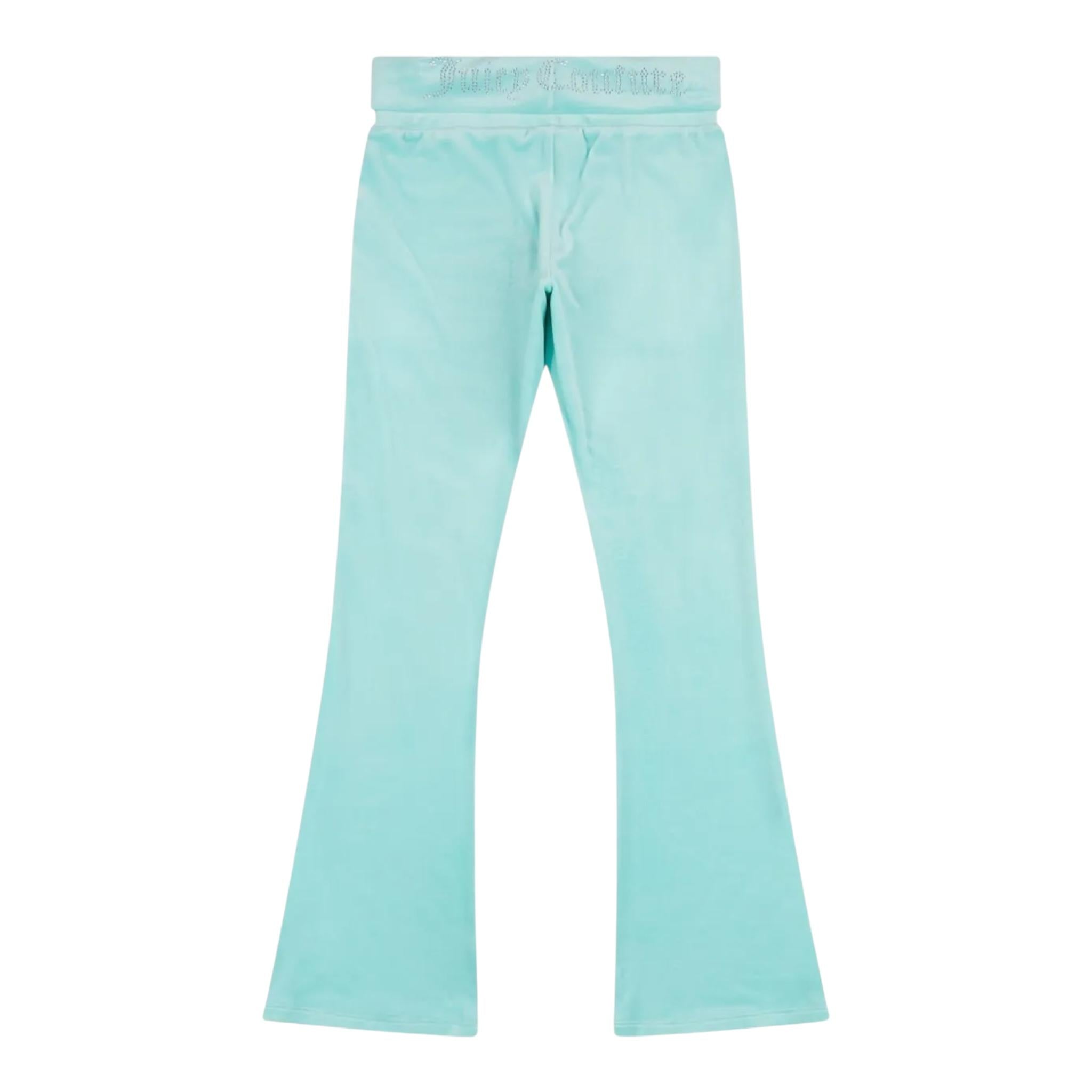 Juicy Couture Pantalone Tinta Unita In Velluto con Brillanini per Bambina JBX6501 AZZURRO JUICY COUTURE 