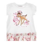 Monnalisa Abito Tinta Unita con Fantasia Fiori per Neonata 11E906 BIANCO MONNALISA 