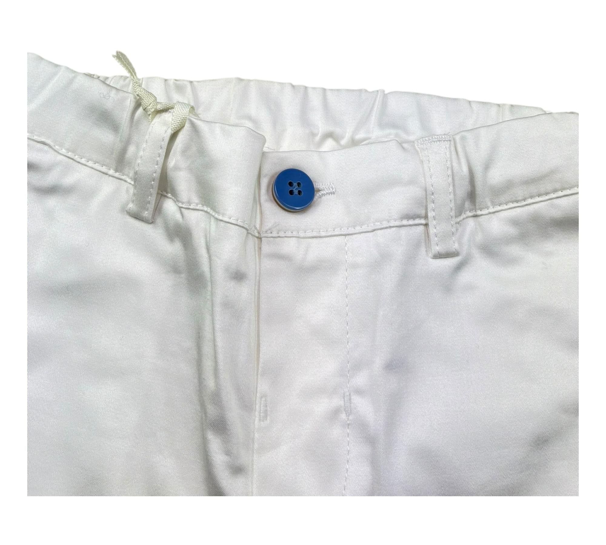Minibanda Pantalone Tinta Unita con Elastico In Vita per Neonato 3B616 BIANCO MINIBANDA 
