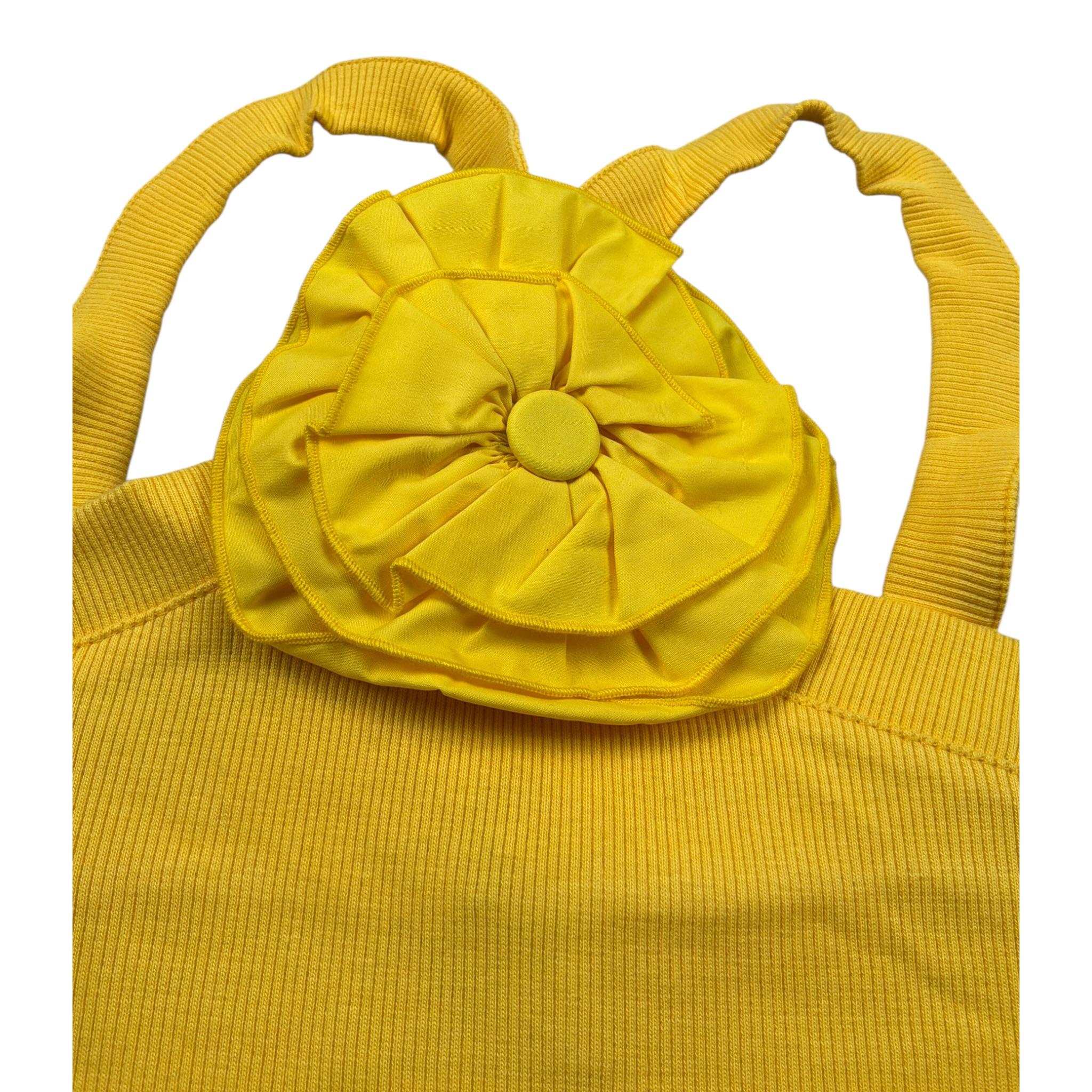 Mariuccia Top Bretelline tinta unita con Applicazione Giallo per Bambina T382 GIALLO MARIUCCIA 