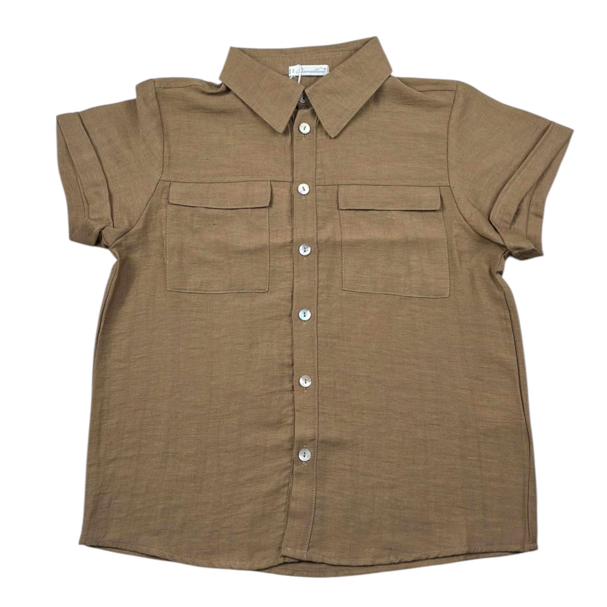 Barcellino Camicie Mezza Manica Tinta Unita per Bambino 120413 BEIGE BARCELLINO 