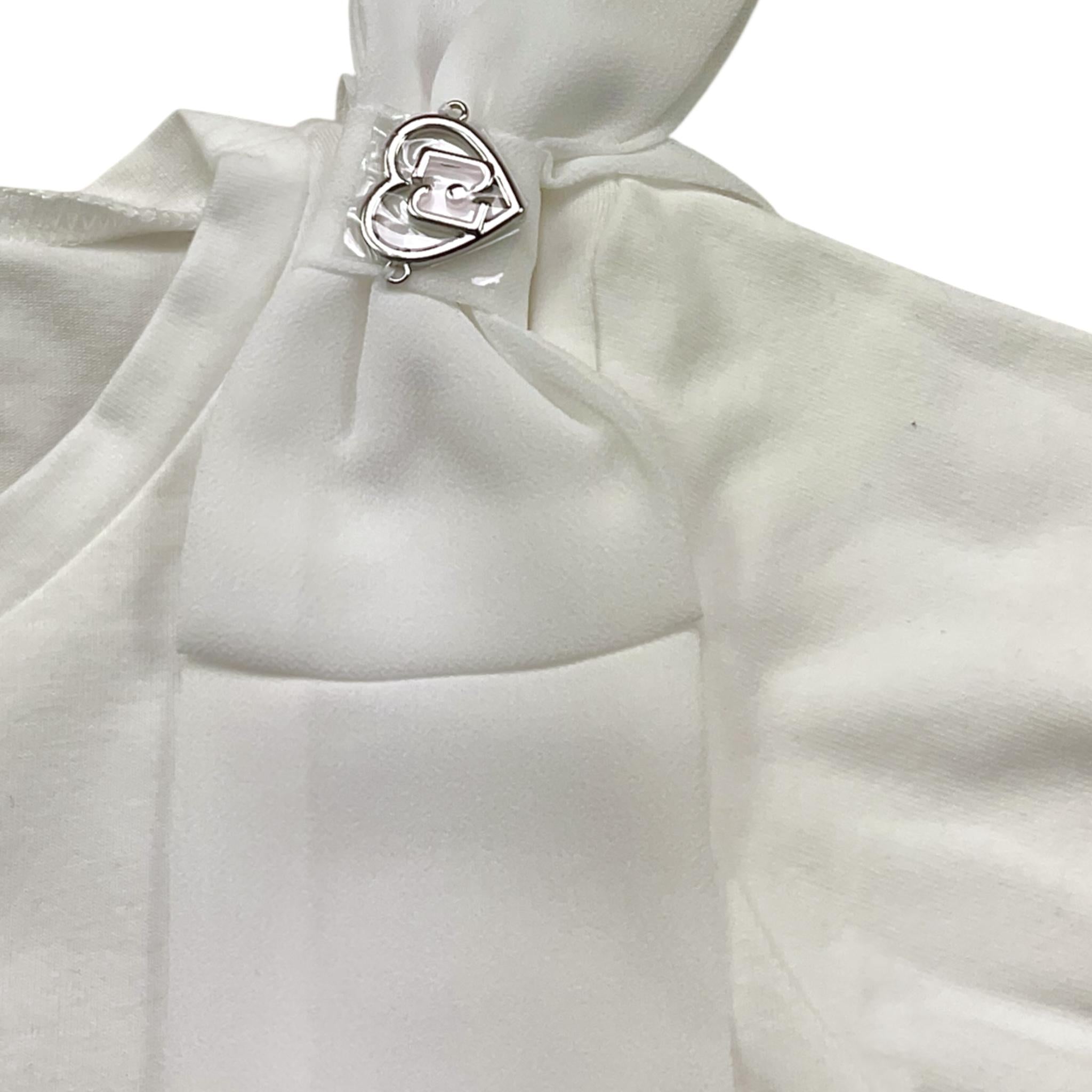 Liu Jo T-Shirt Tinta Unita Girocollo con Tulle per Neonata KA5134 BIANCO LIU JO 