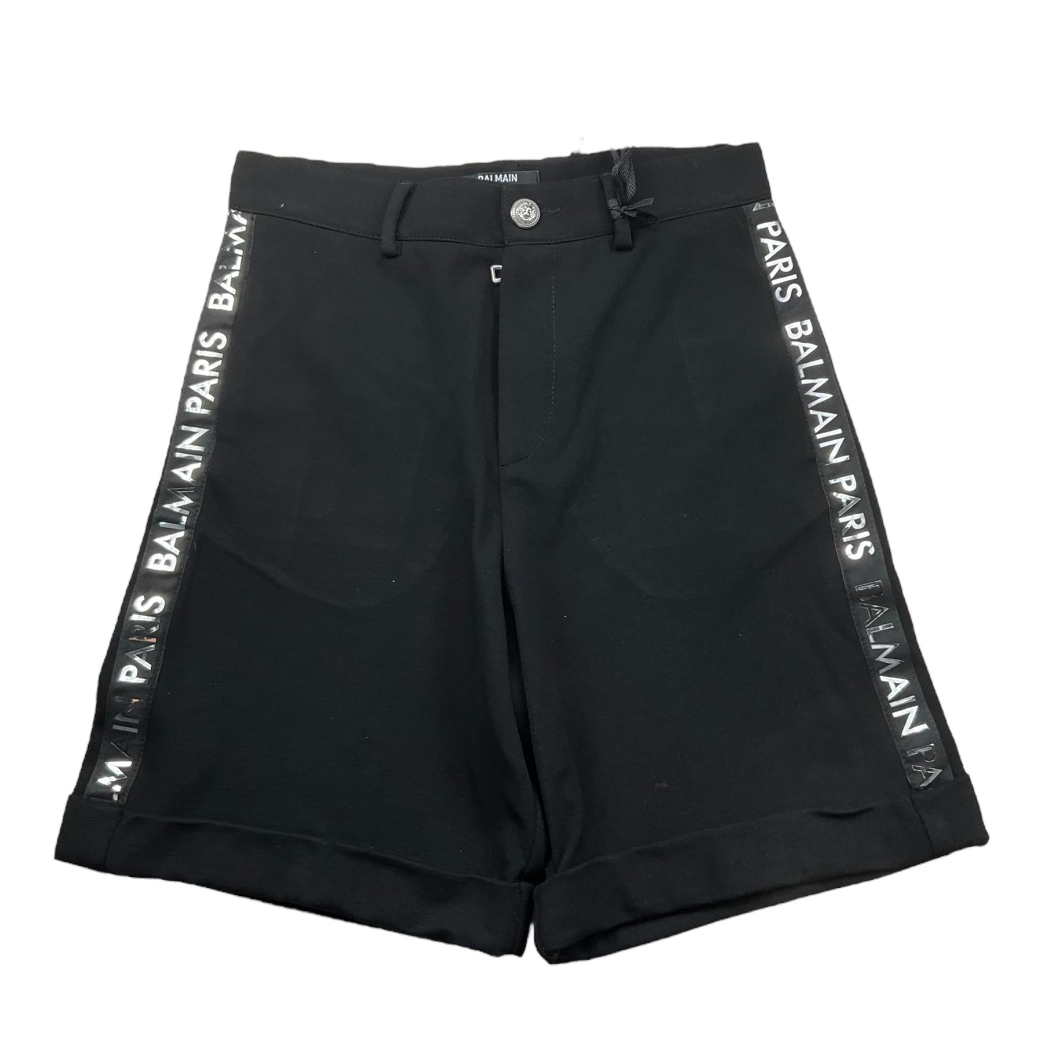 Balmain Bermuda Tinta Unita con Elastico In Vita E Profili In Contrasto per Bambino BU6R29J0371 NERO BALMAIN 