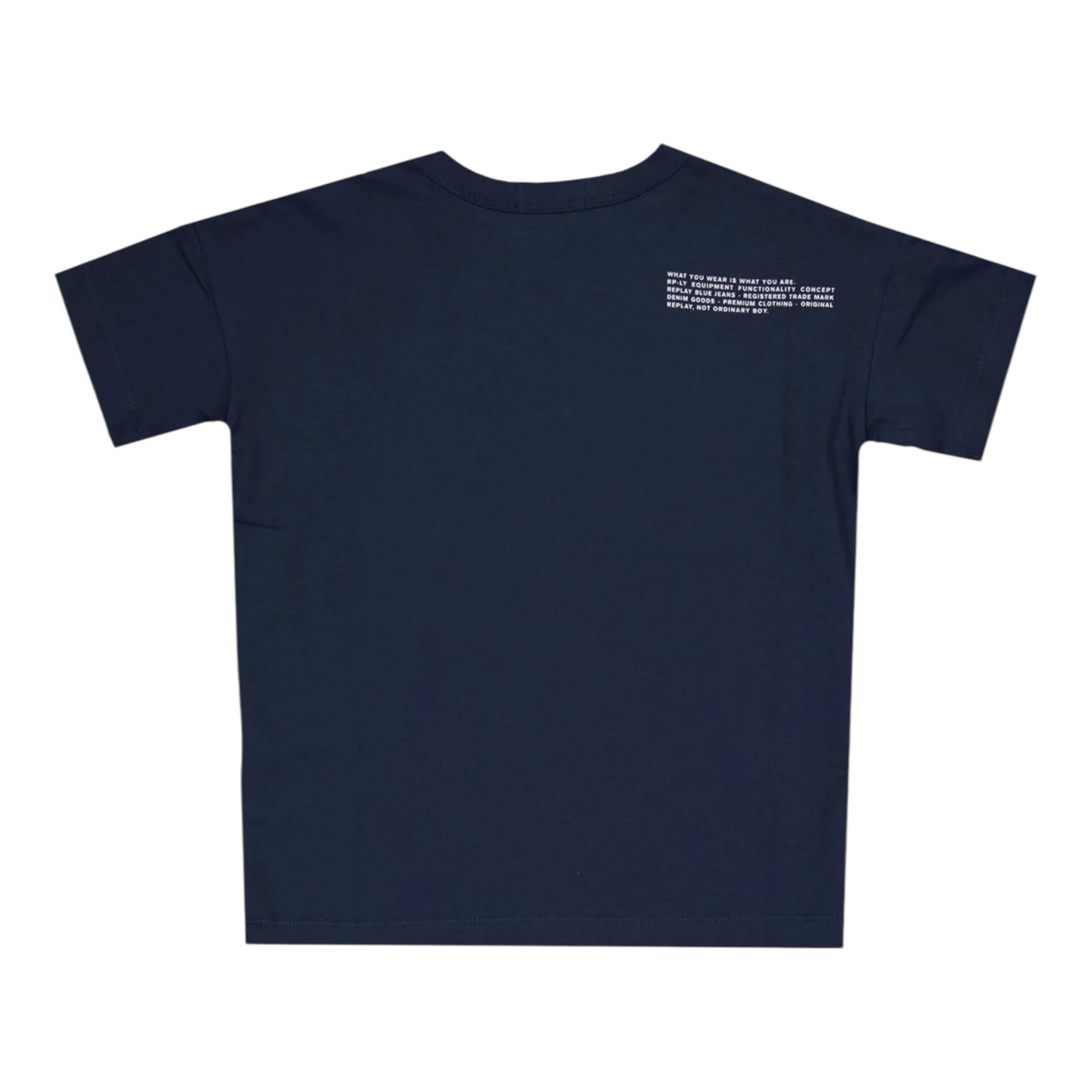 Replay T-Shirt Girocollo Tinta Unita con Stampa per Bambino SB7119 BLU REPLAY 