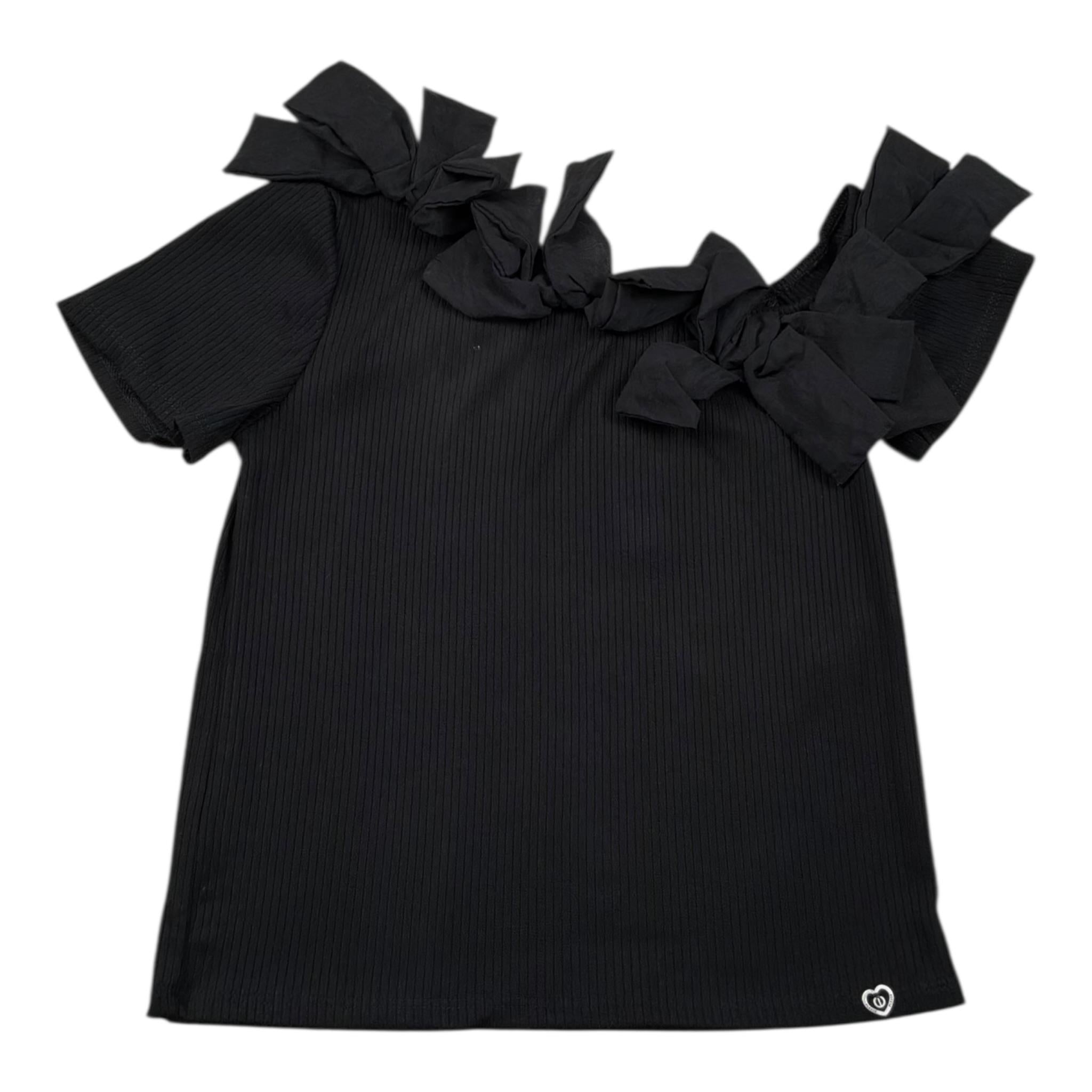 Please T-Shirt Tinta Unita con Applicazioni per Bambina MB32070G73 NERO PLEASE 