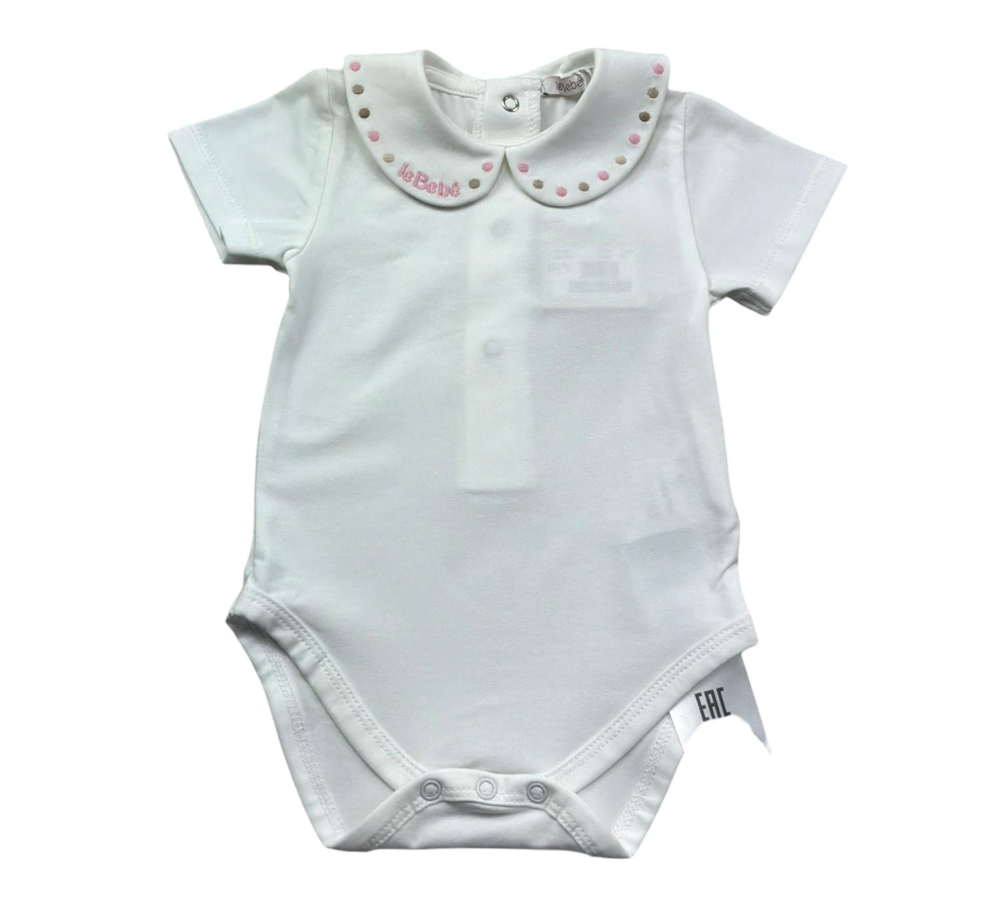 Le Bebe Body Mezza Manica Tinta Unita con Colletto per Neonata LBG6255 BIANCO LE BEBE 