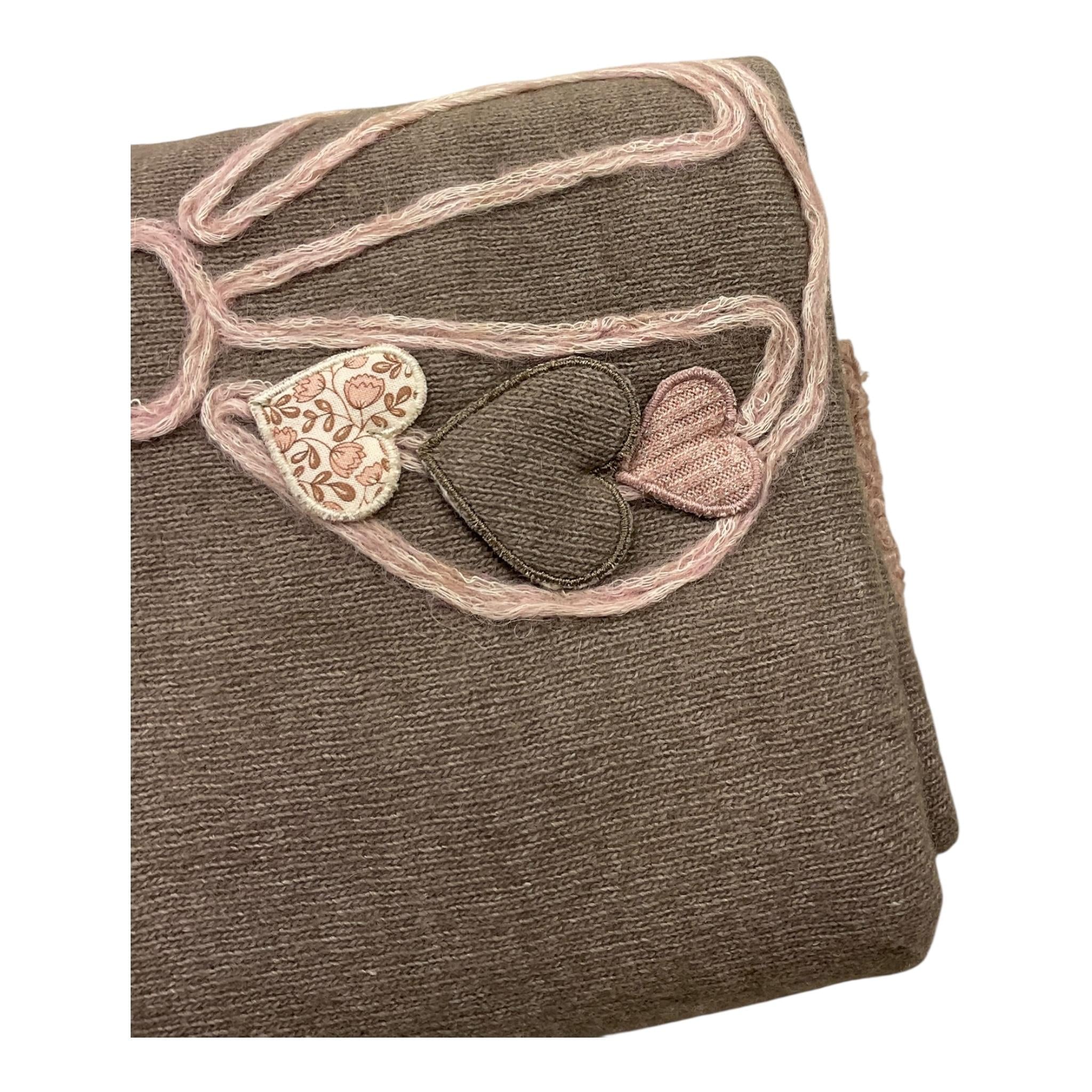 LALALU' coperta tinta unita con ricami in contrasto Tortora per Neonata COL9NX TORTORA LALALU' 