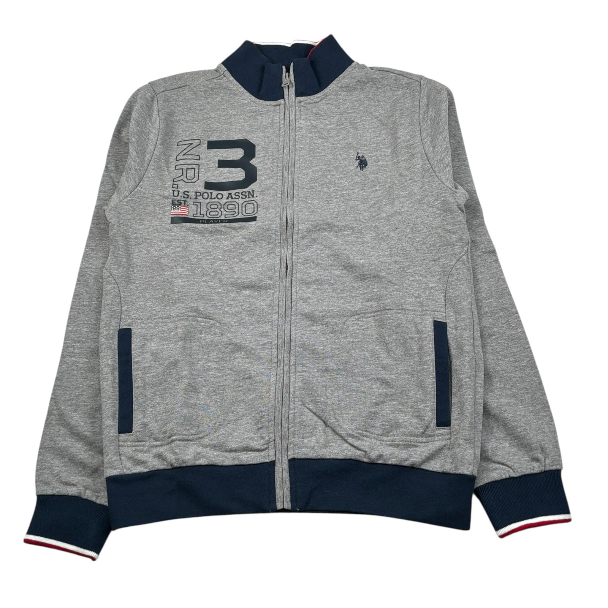U.S. Polo Assn Felpa con Zip tinta unita con Profili In Contrasto Grigio per Bambino 58752602 GRIGIO U.S. POLO ASSN 