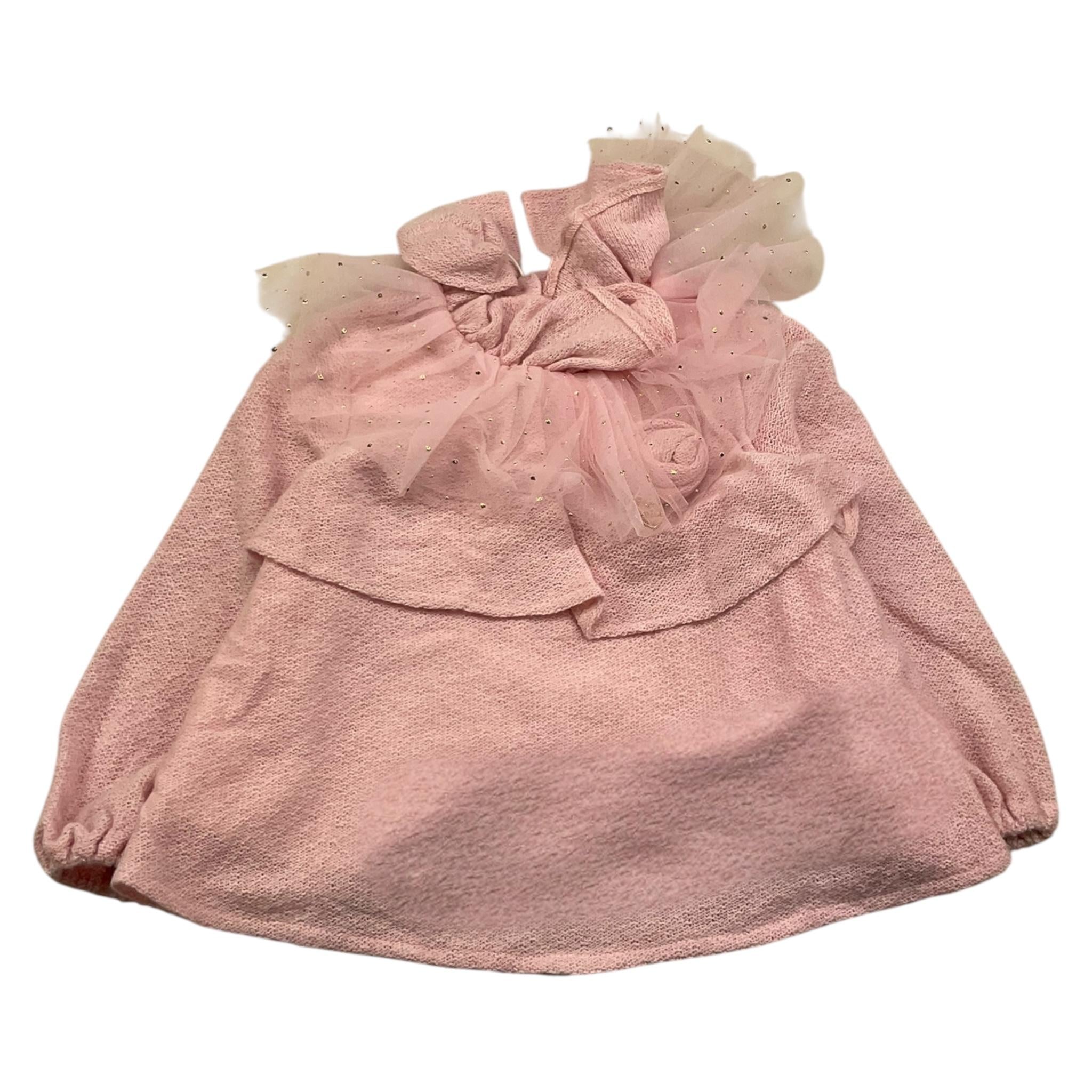 LE BEBE' maglia tinta unita cn colletto in tulle Rosa per Neonata LBG5394 ROSA LE BEBE' 