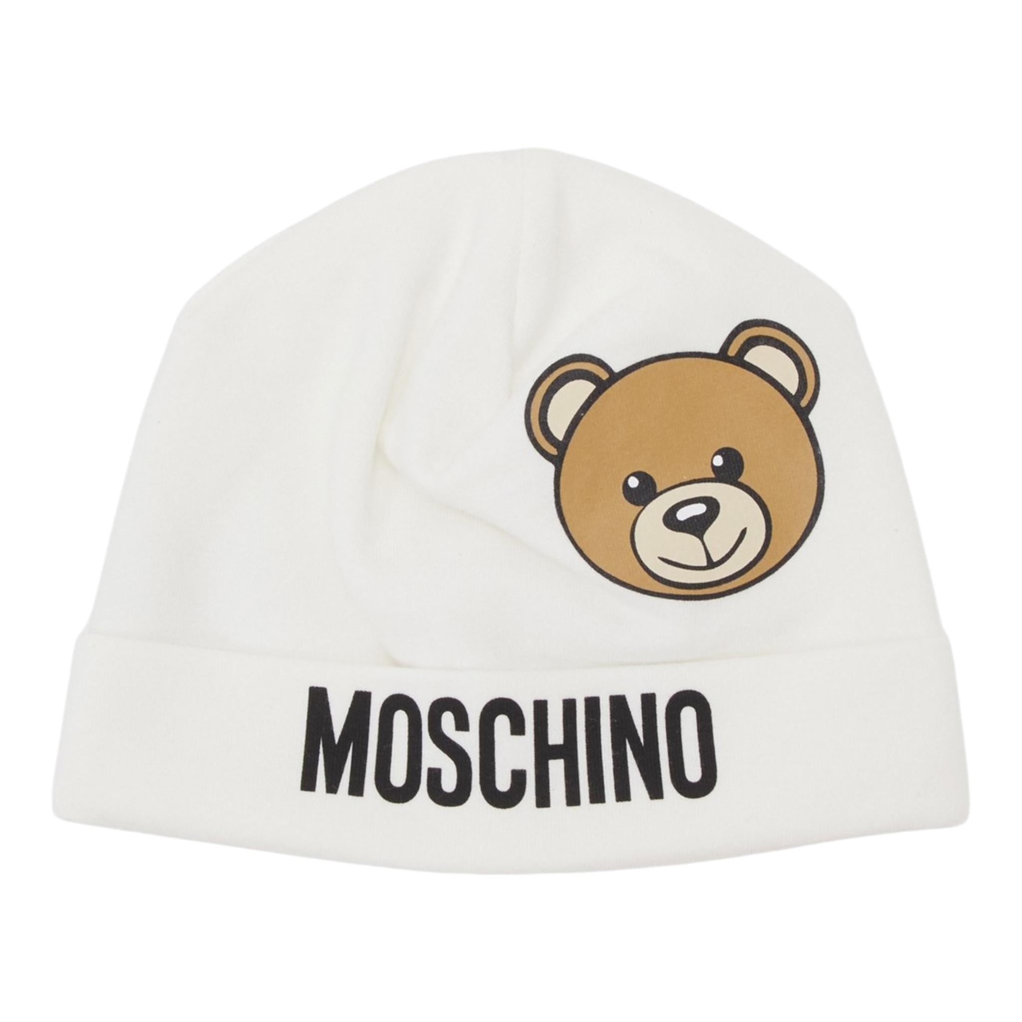 Moschino Cappello Tinta Unita con Stampa per Neonato MUX05A BIANCO MOSCHINO 