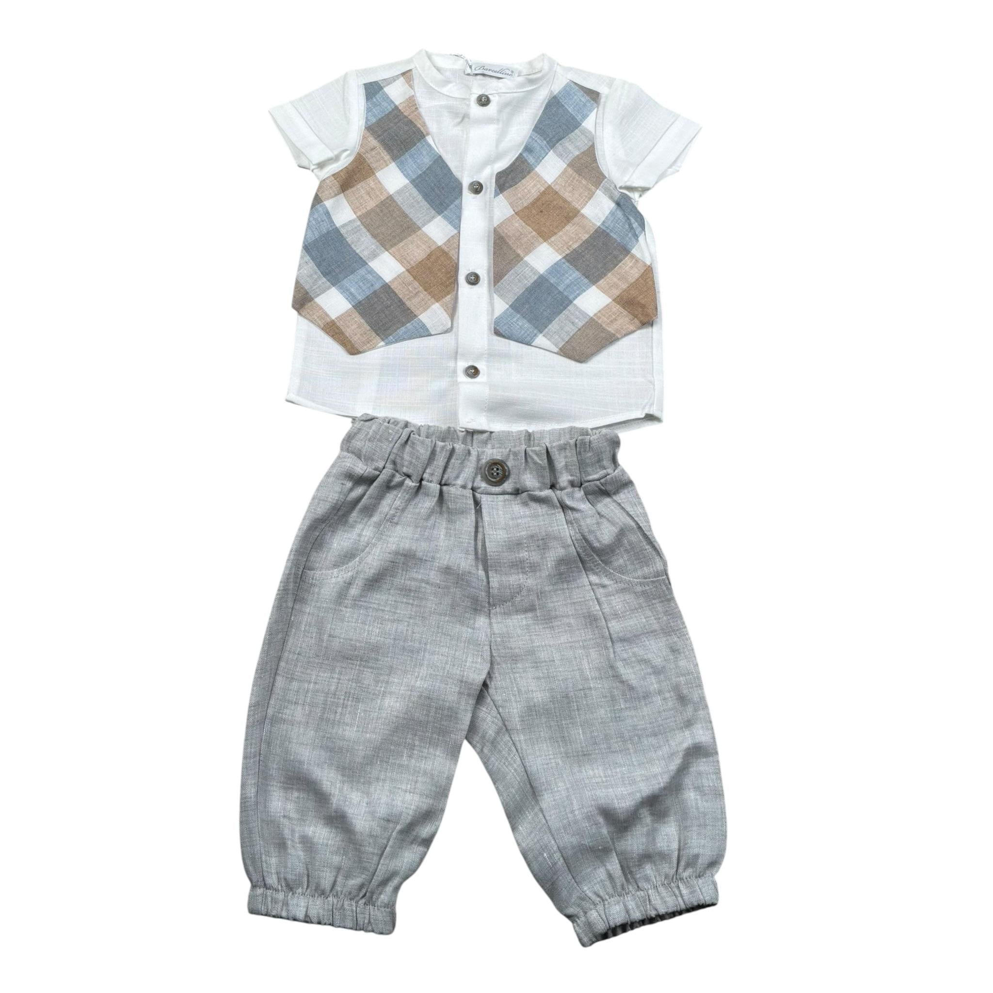 Barcellino Completo 2 Pezzi Camicia-Pantalone per Neonato 100107 BIANCO BARCELLINO 