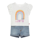 Levi'S Completo 2 Pezzi T-Shirt-Short In Denim per Bambina 1EH076J BIANCO LEVI'S 