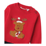 MINI BANDA maglia girocollo tinta unita con ricami Rosso per Neonato 3A671 ROSSO MINI BANDA 