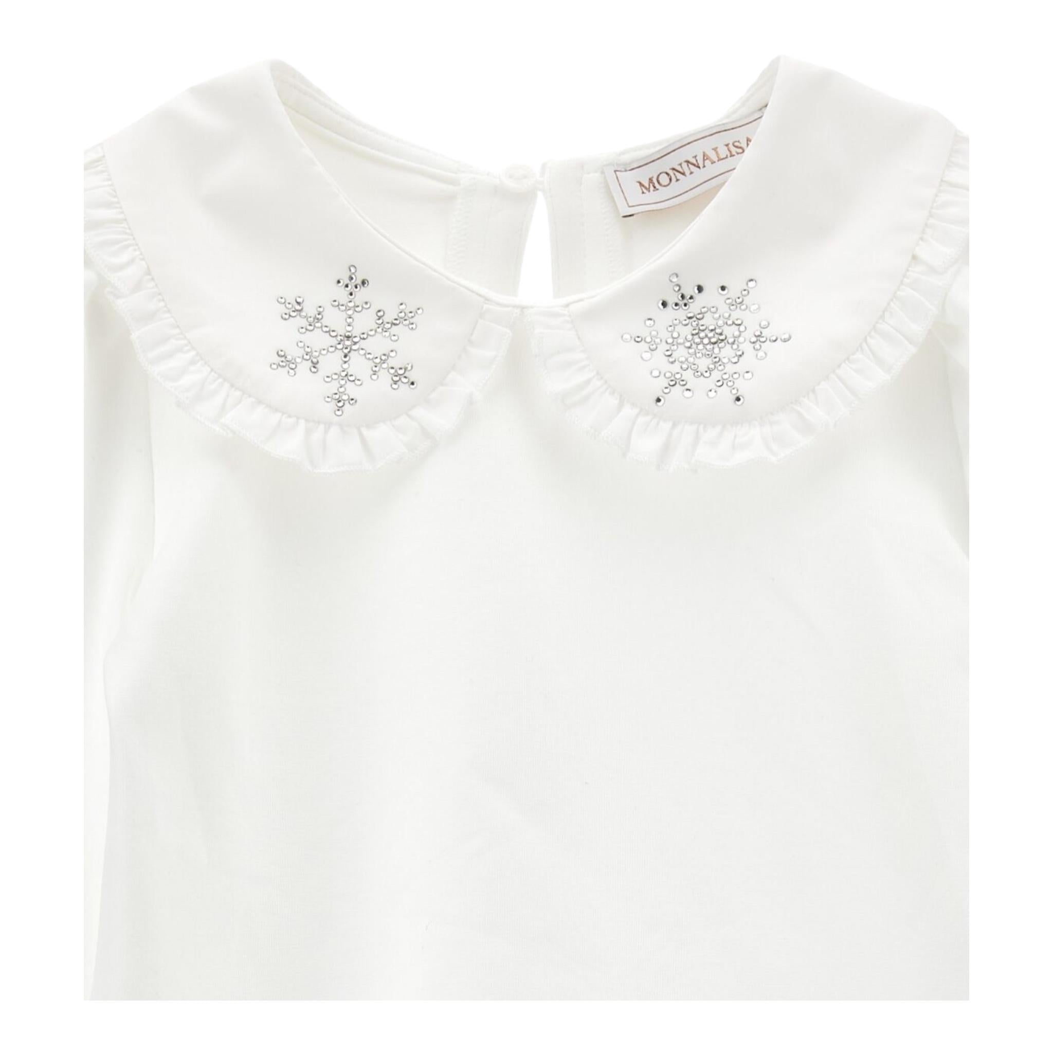 MONNALISA shirt tinta unita con colletto e applicazioni Bianco per Neonata 11D627 BIANCO MONNALISA 
