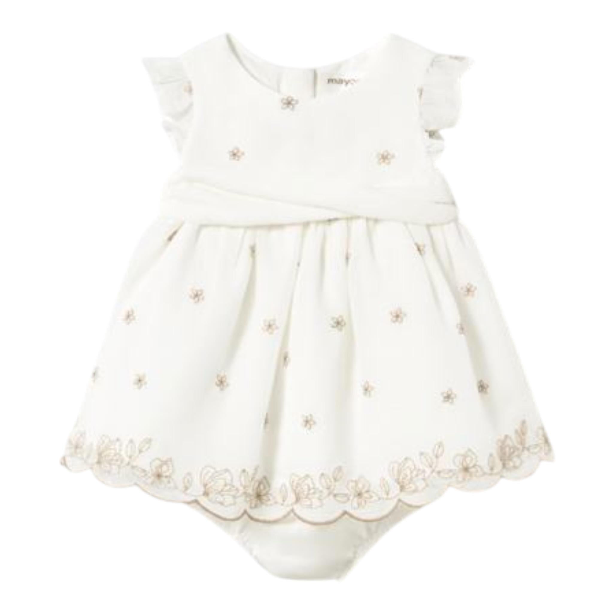 Mayoral Abito Tinta Unita con Stampa per Neonata 1856 BIANCO MAYORAL 