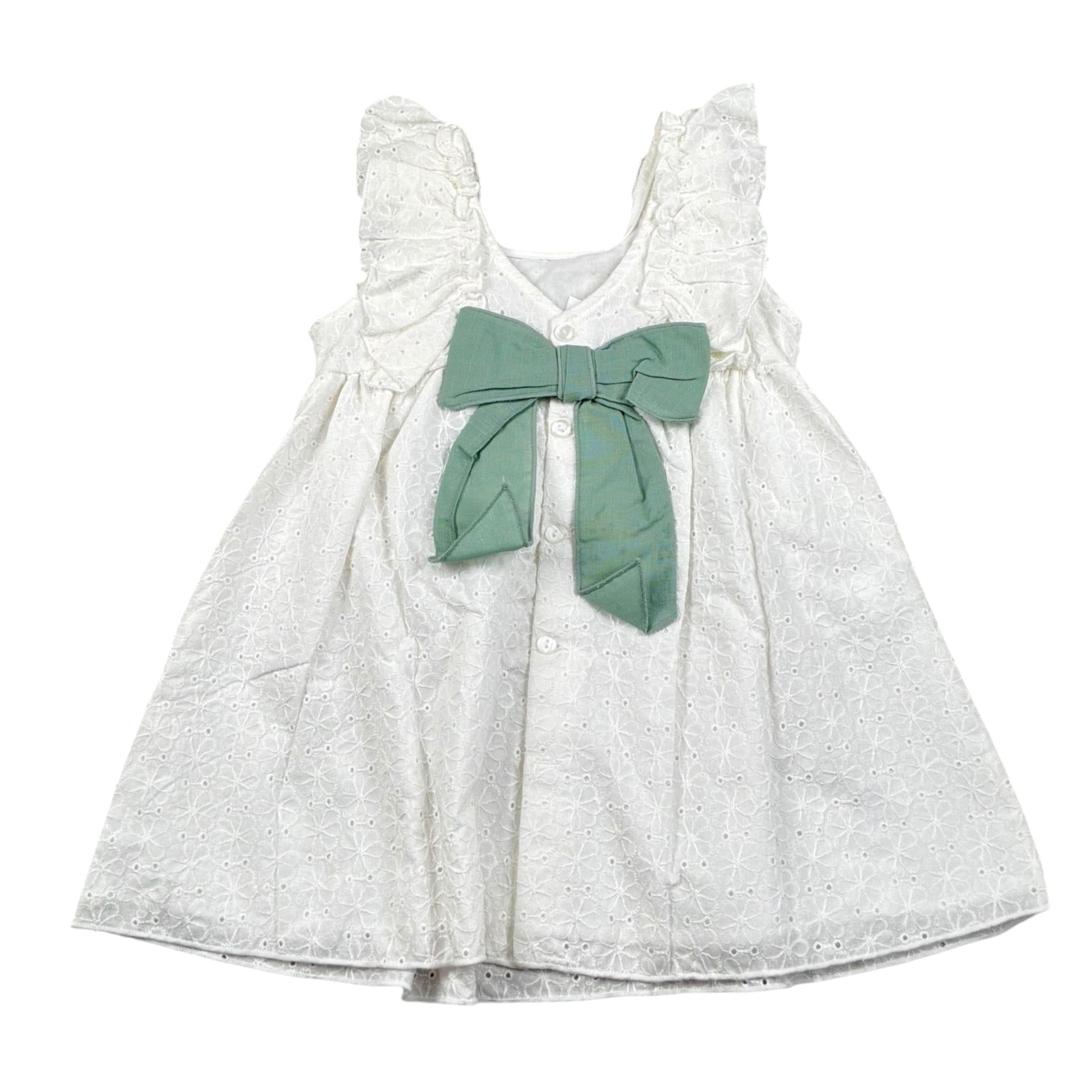 Calamaro Abito Tinta Unita con Ricami per Bambina 21260 BIANCO CALAMARO 