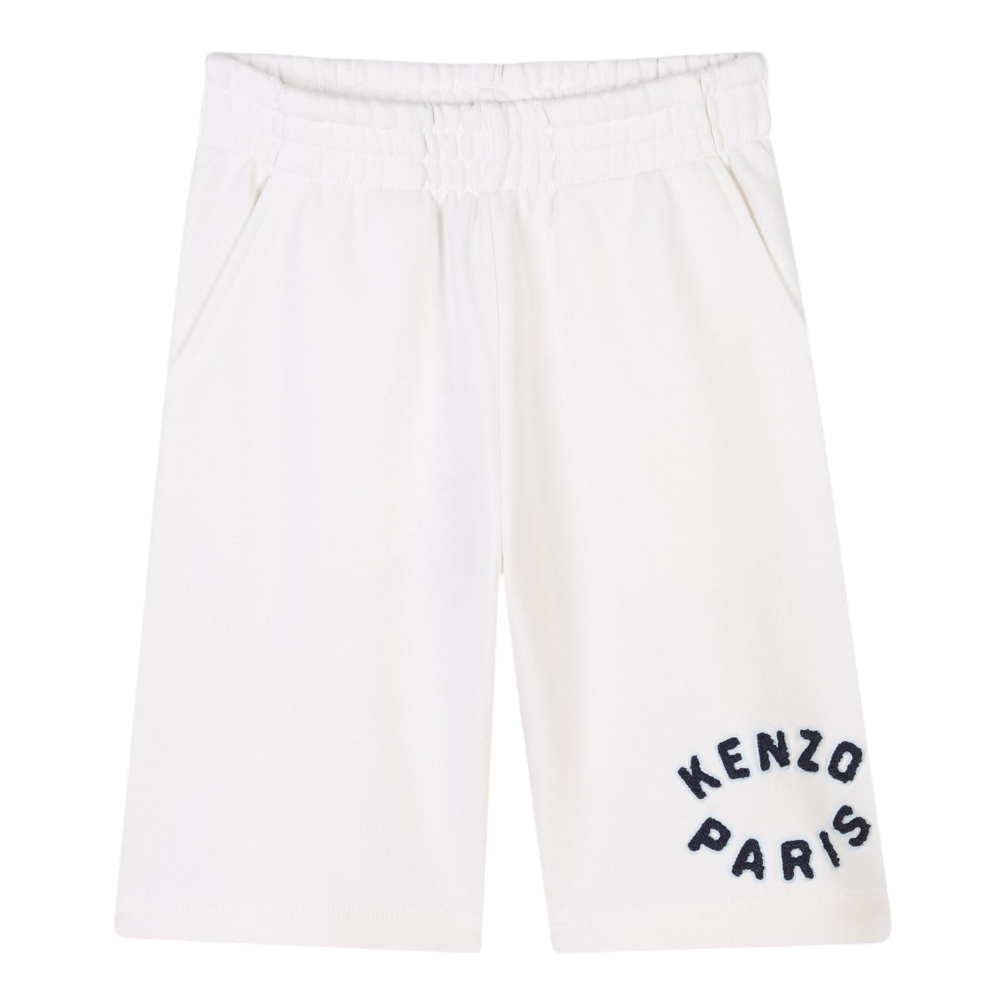 Kenzo Bermuda In Felpa Tinta Unita con Logo per Neonato K60995N PANNA KENZO 