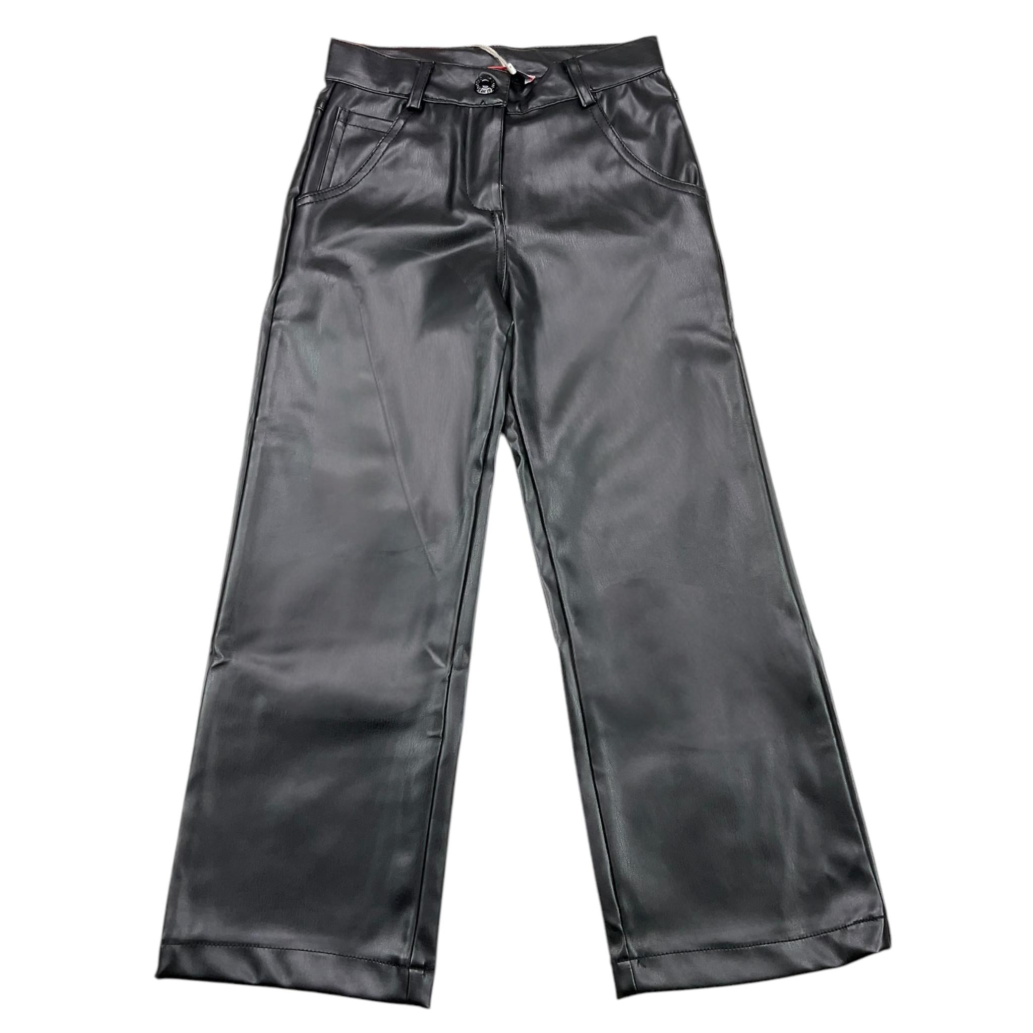 BOBOLI pantalone in ecopelle tinta unita modello palazzo Nero per Bambina 729121 NERO BOBOLI 