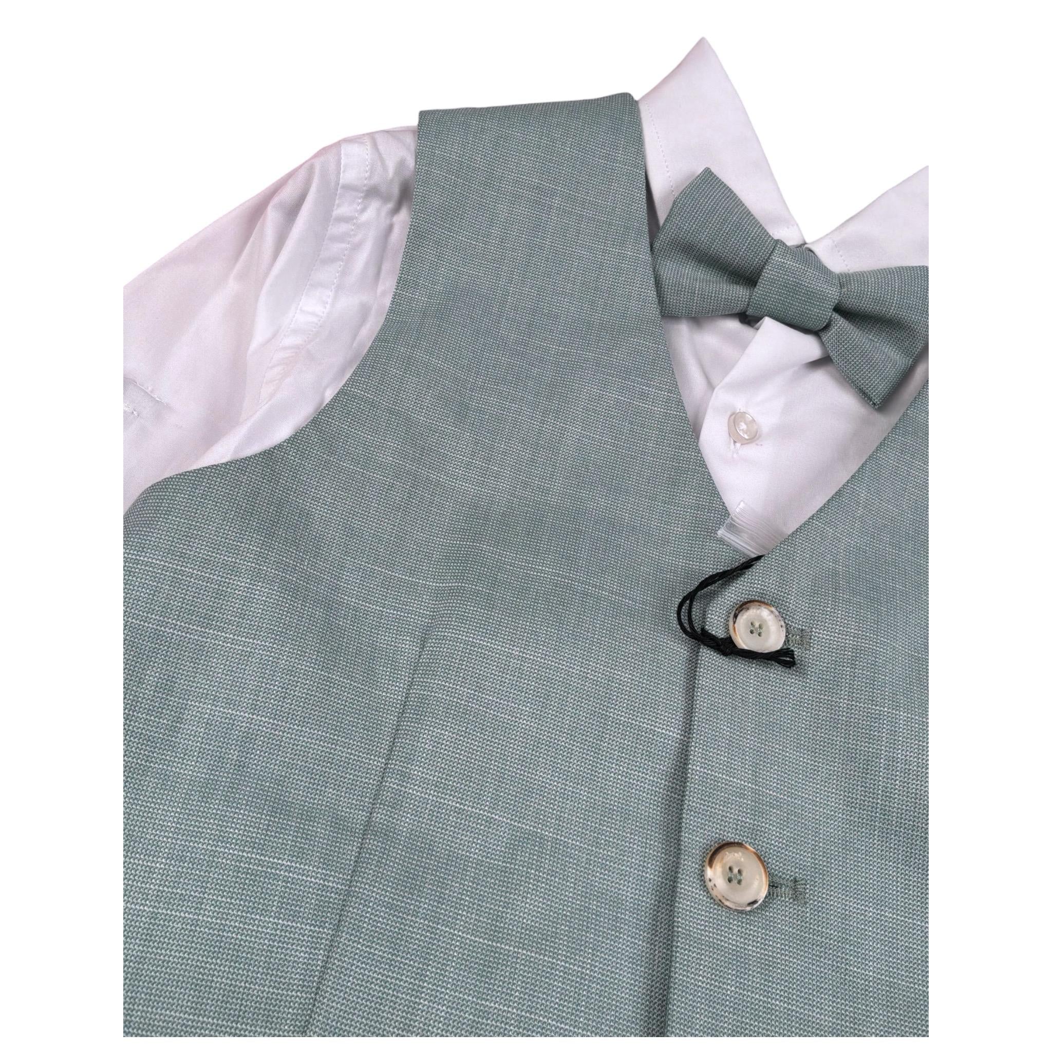 Never Too Completo 4 Pezzi Camicia-Papillon-Gilet-Bermuda Verde per Bambino GM2231B VERDE NEVER TOO 