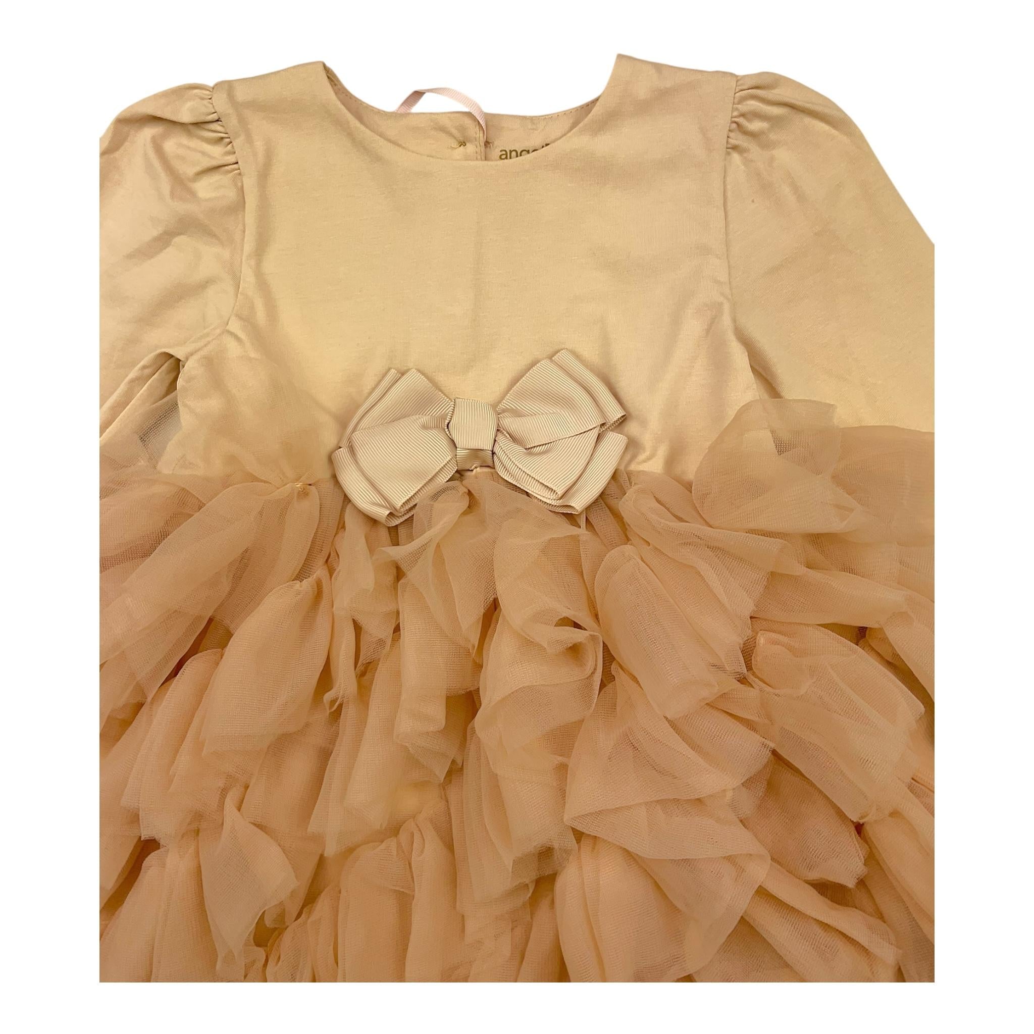 ANGEL'S FACE abito tinta unita con tulle e fiocco Sabbia per Neonata AF2180855 SABBIA ANGEL'S FACE 