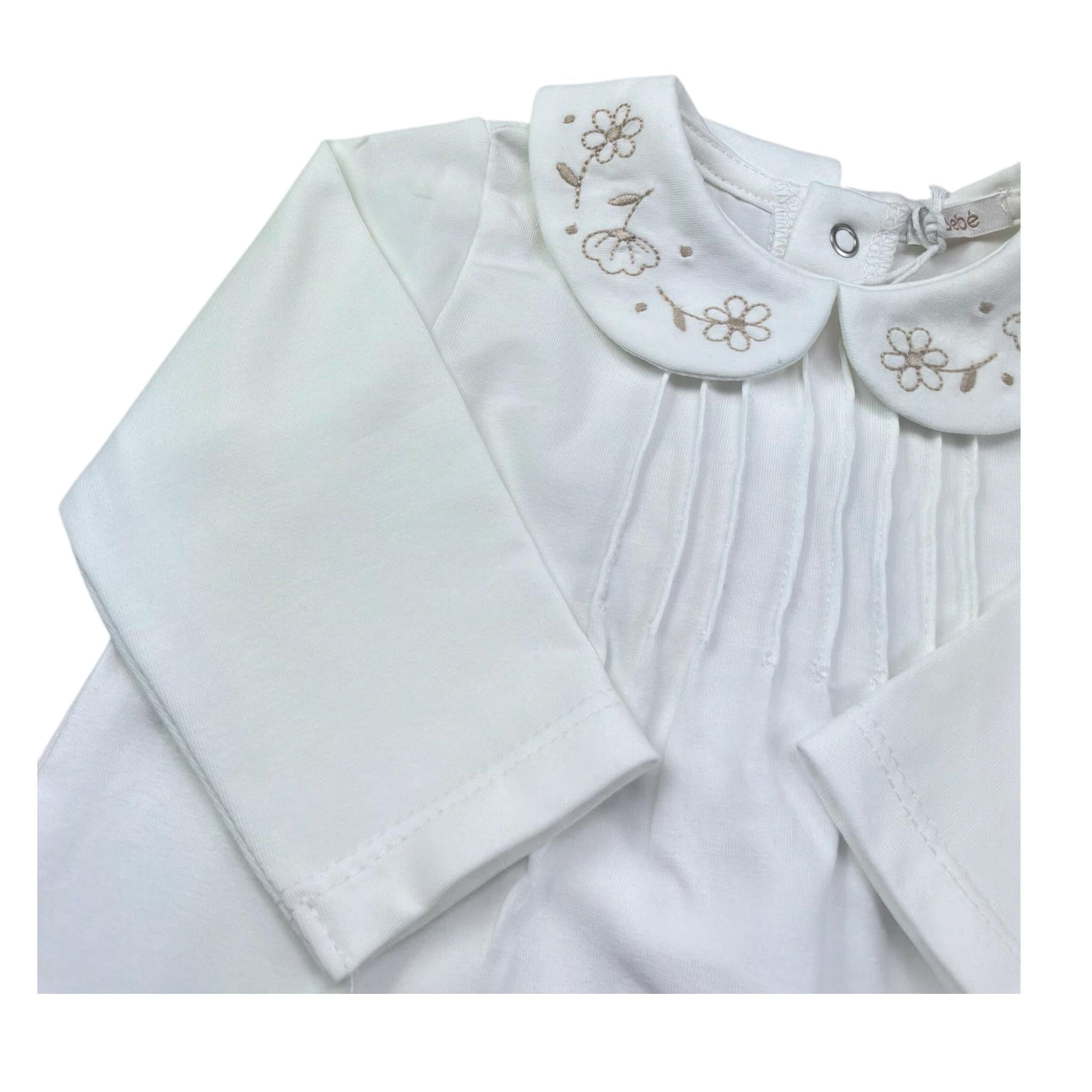 Le Bebe Tutina Manica Lunga Tinta Unita con Colletto per Neonata LBG6304 BIANCO LE BEBE 