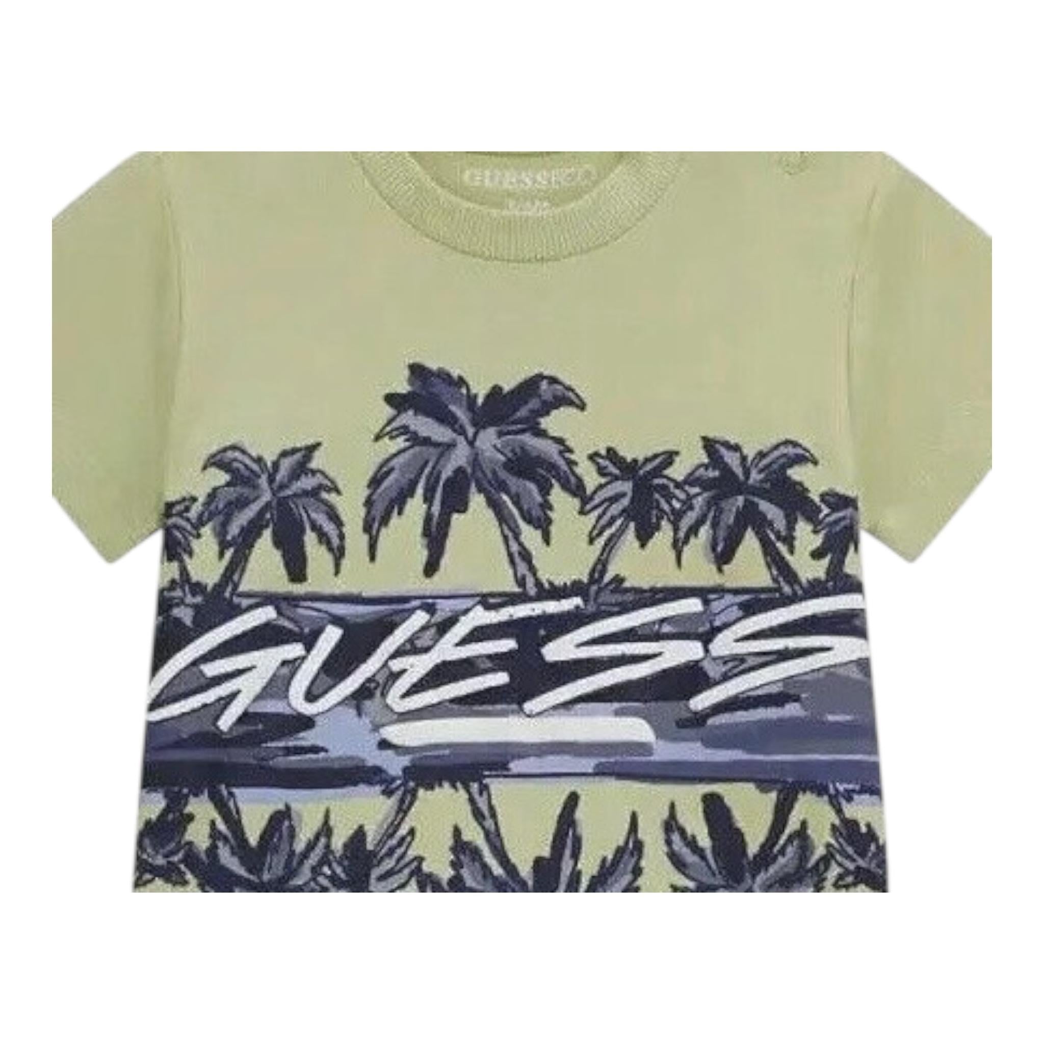 Guess Completo Tinta Unita 2 Pezzi T-Shirts-Bermuda per Neonato I4GG07K8HM3 VERDE GUESS 