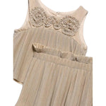 Abel & Lula Completo 2 Pezzi Top-Gonna Tinta Unita per Bambina 5071X ORO ABEL & LULA 